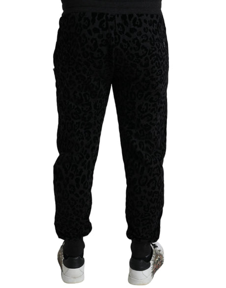 Dolce & Gabbana Black Leopard Cotton Slim Fit Jogger Pants - Hilstor