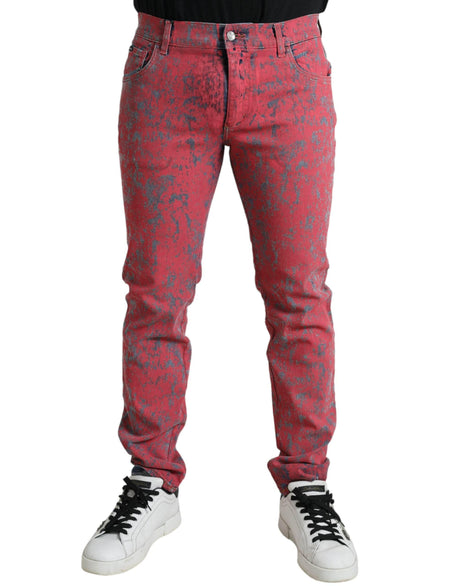 Dolce & Gabbana Red Tie Dye Skinny Denim Jeans - Hilstor