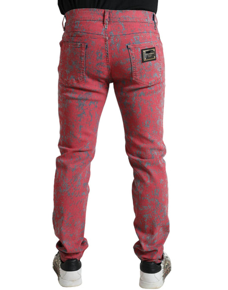 Dolce & Gabbana Red Tie Dye Skinny Denim Jeans - Hilstor