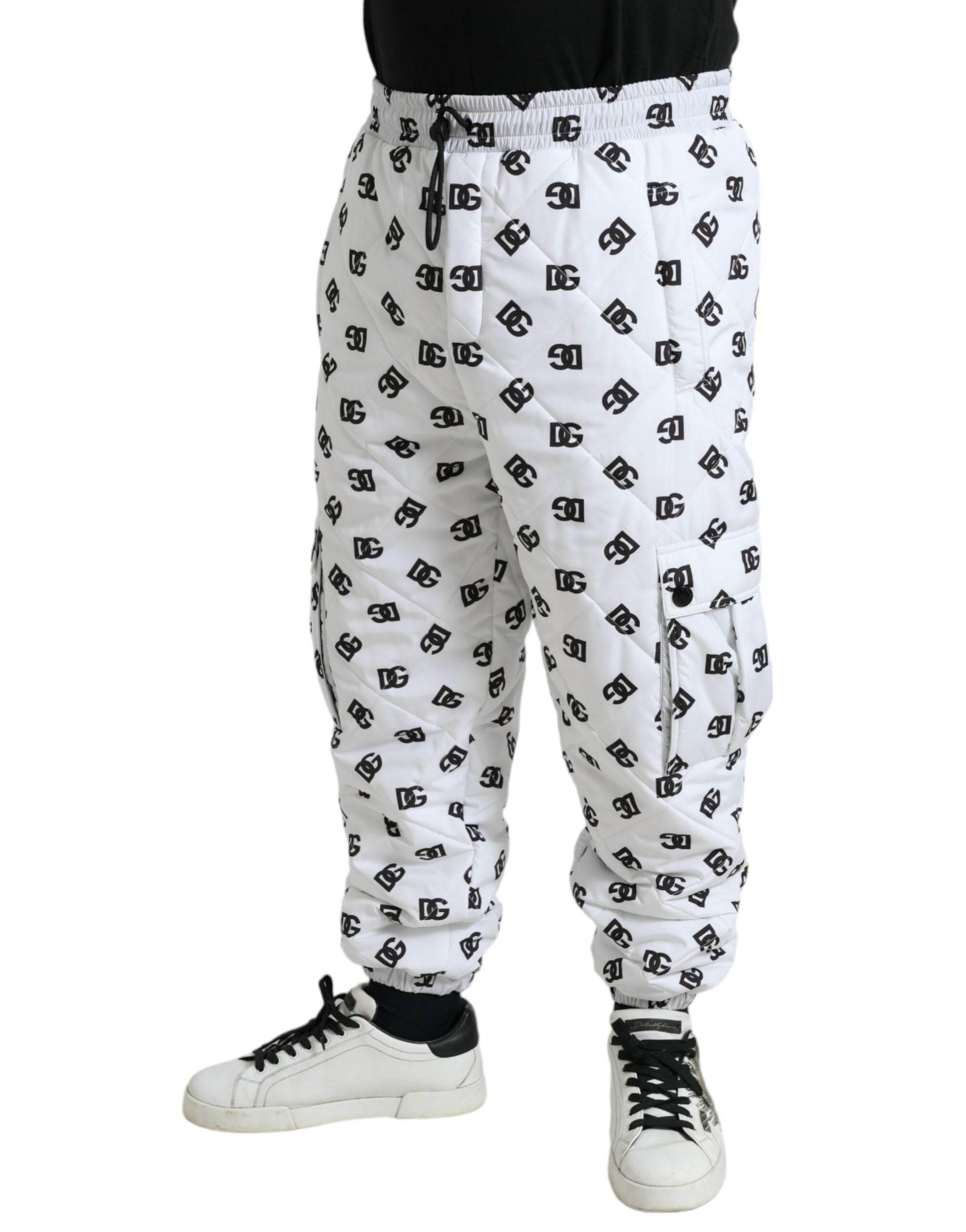 Dolce & Gabbana White Logo DG Print Men Jogger Sweatpants Pants - Hilstor