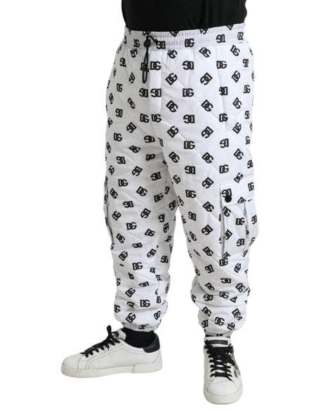 Dolce & Gabbana White Logo DG Print Men Jogger Sweatpants Pants - Hilstor