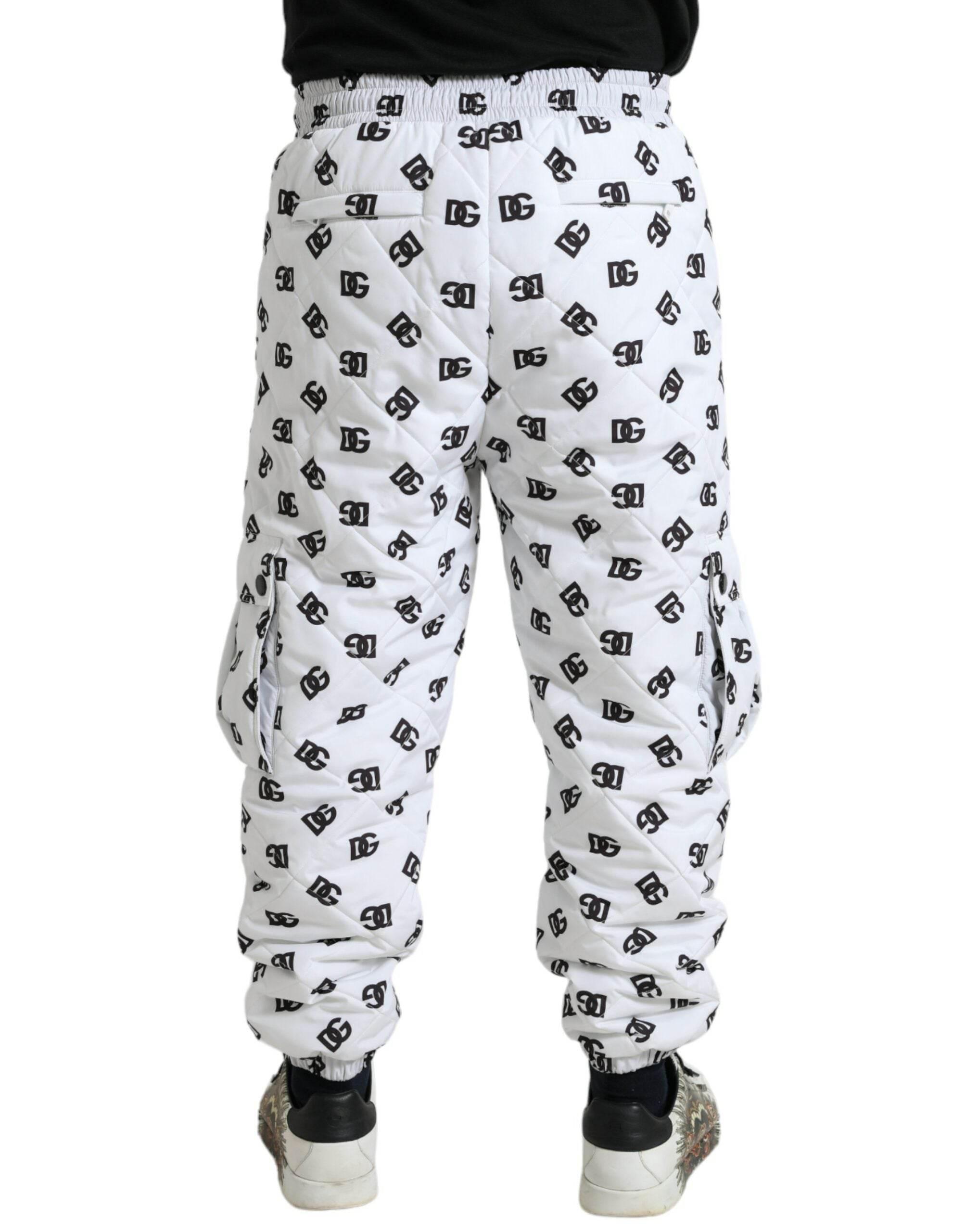 Dolce & Gabbana White Logo DG Print Men Jogger Sweatpants Pants - Hilstor