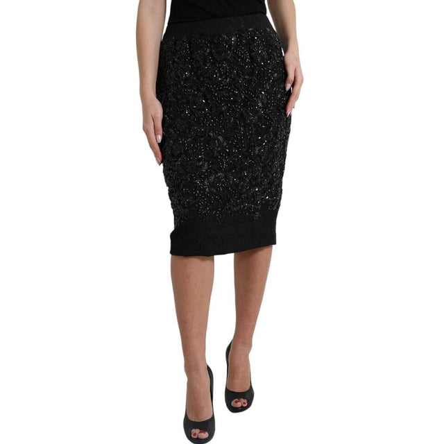 Dolce & Gabbana Black Crystal-Embellished Runway Skirt - Hilstor