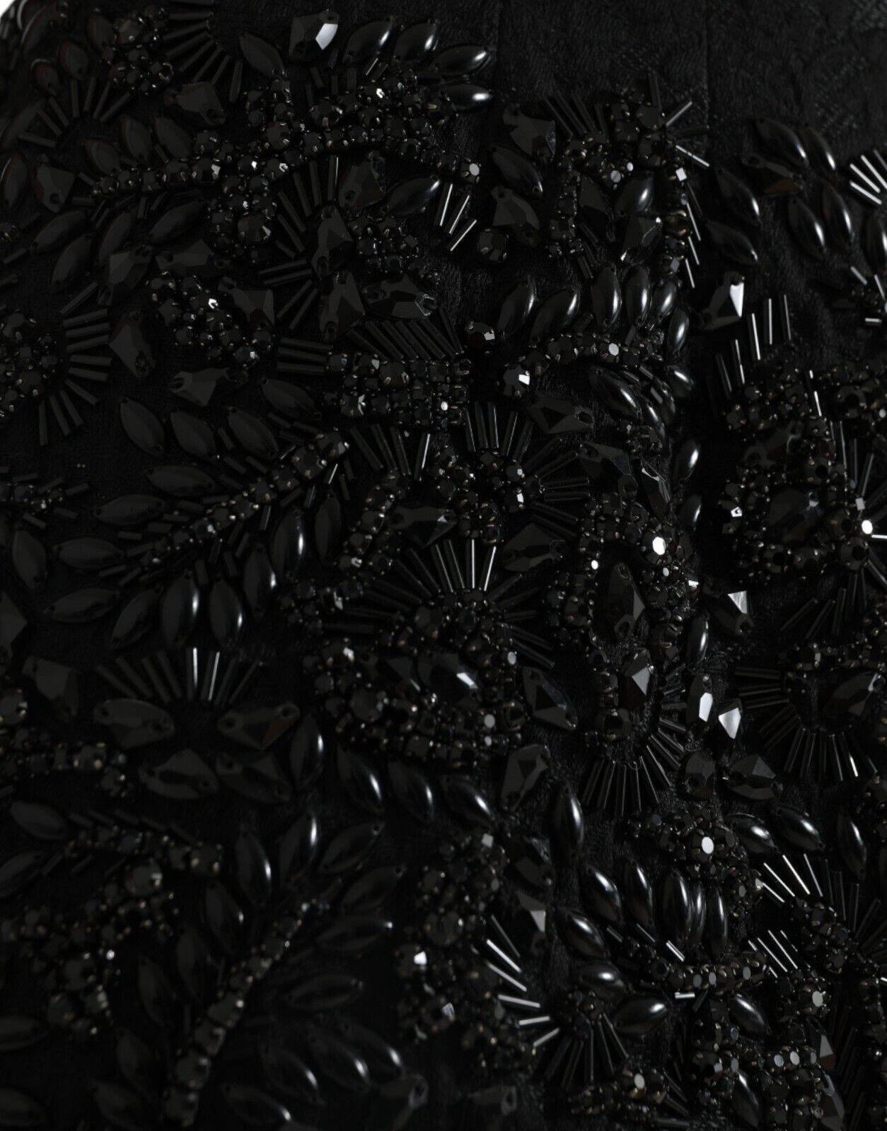 Dolce & Gabbana Black Crystal-Embellished Runway Skirt - Hilstor