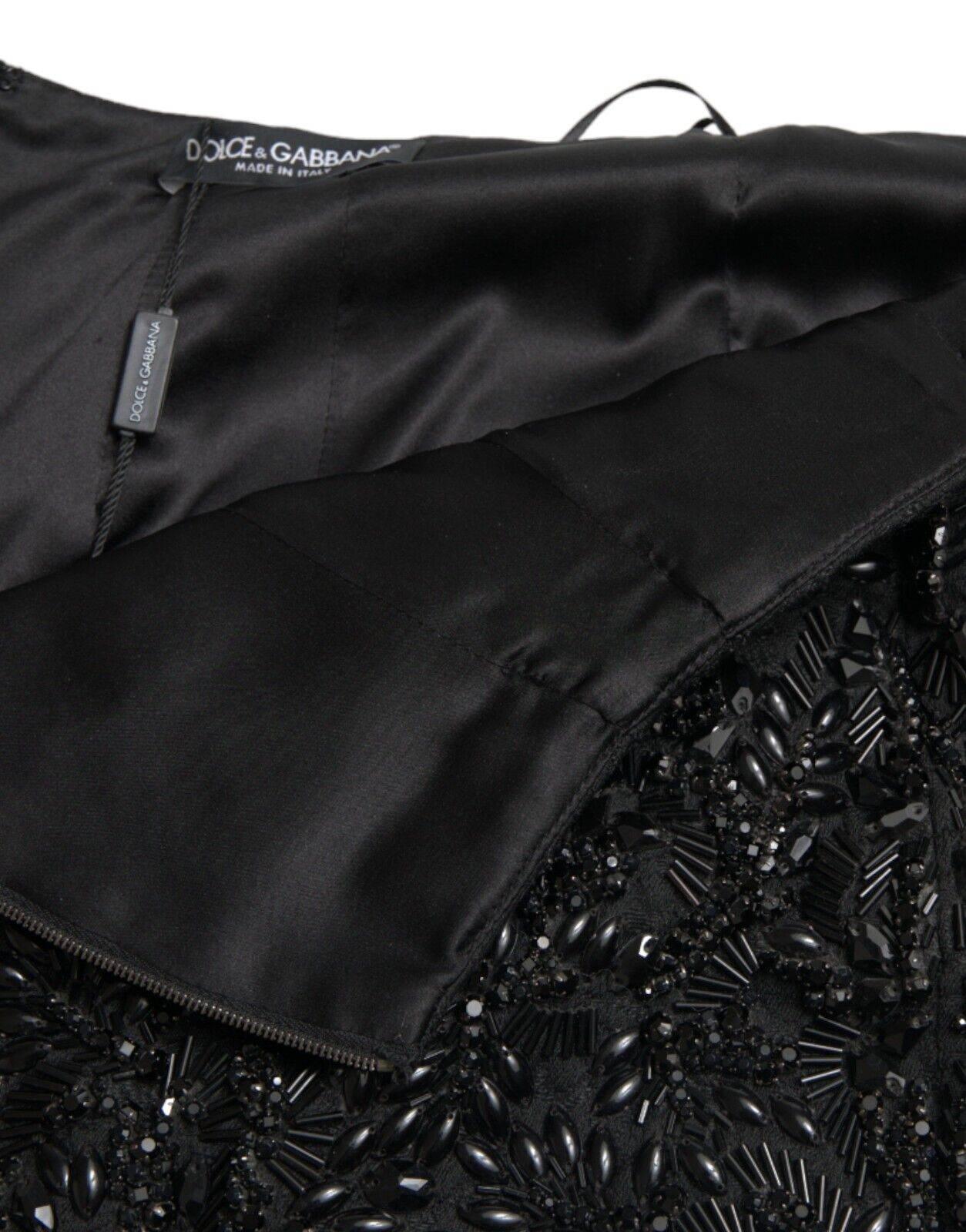 Dolce & Gabbana Black Crystal-Embellished Runway Skirt - Hilstor