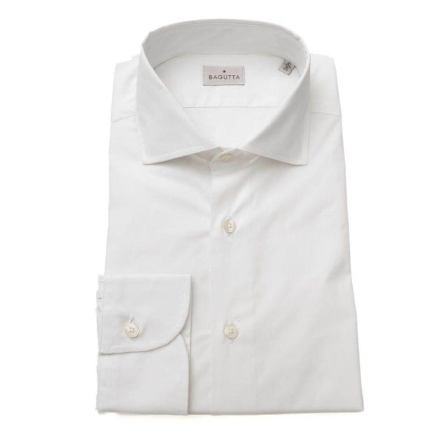 Bagutta White Cotton Men's Shirt Slim Fit With French Collar - Hilstor