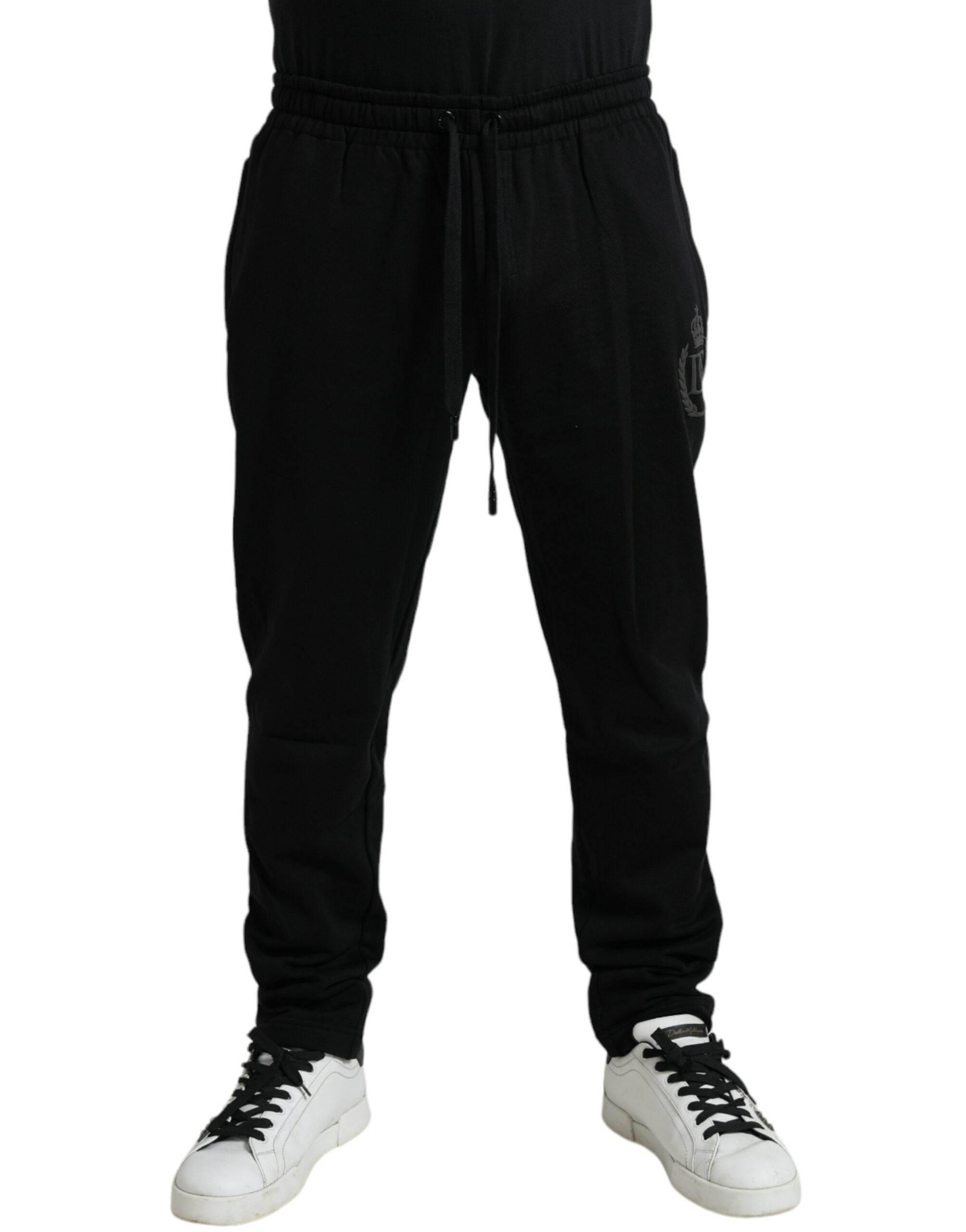 Dolce & Gabbana Black Cotton Logo Jogger Men Sweatpants Pants - Hilstor