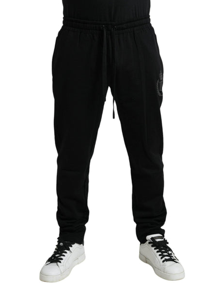 Dolce & Gabbana Black Cotton Logo Jogger Men Sweatpants Pants - Hilstor