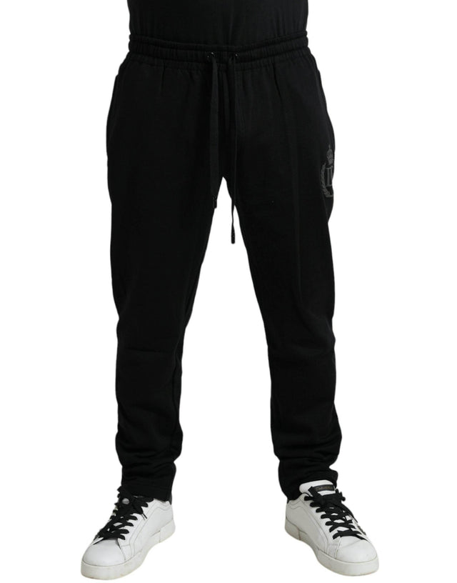 Dolce & Gabbana Black Cotton Logo Jogger Men Sweatpants Pants - Hilstor