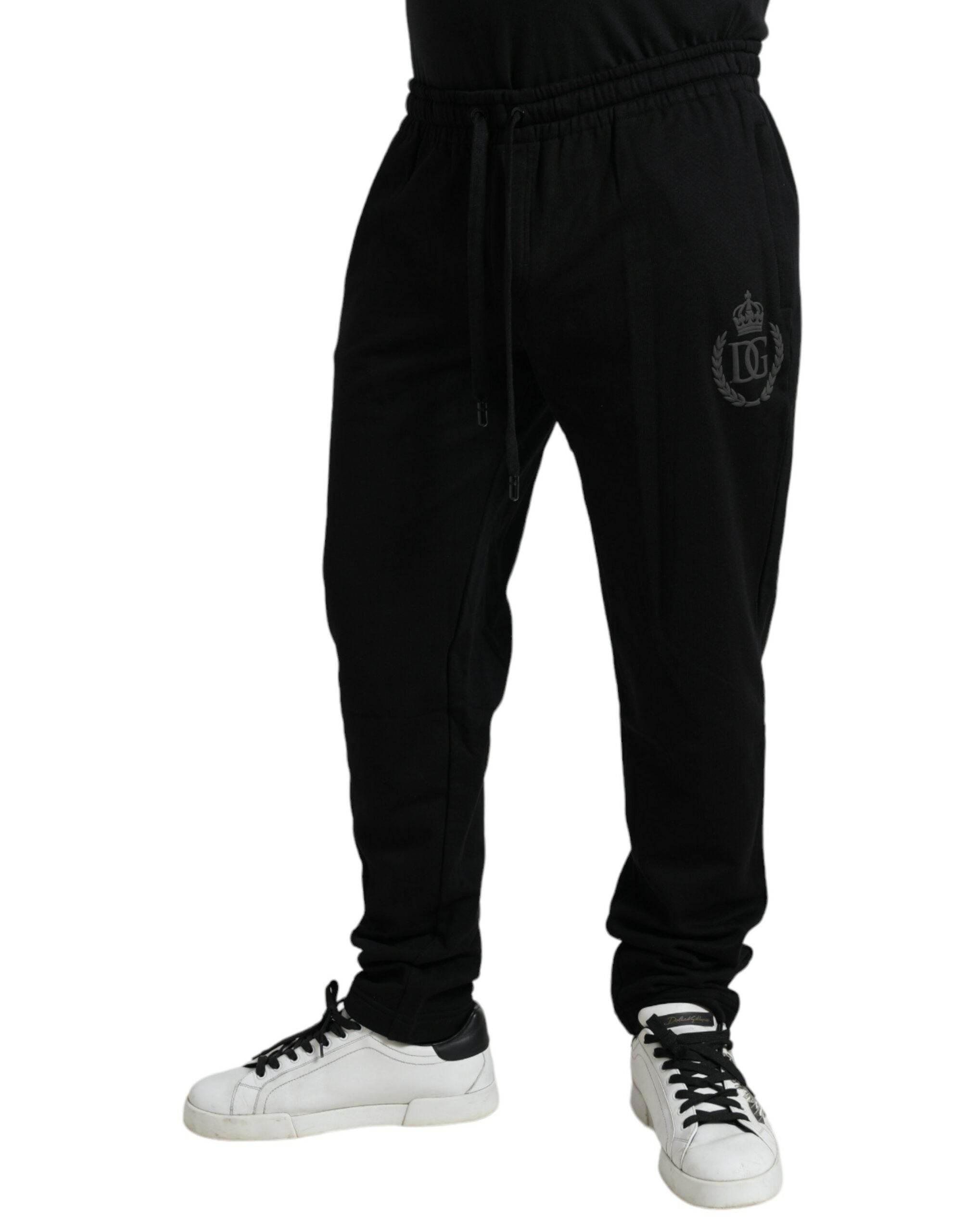 Dolce & Gabbana Black Cotton Logo Jogger Men Sweatpants Pants - Hilstor