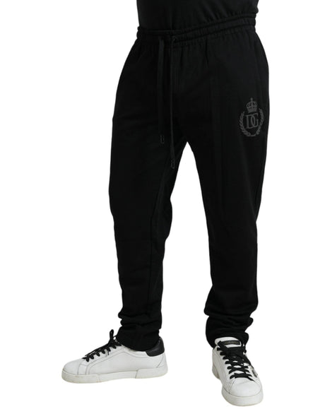 Dolce & Gabbana Black Cotton Logo Jogger Men Sweatpants Pants - Hilstor