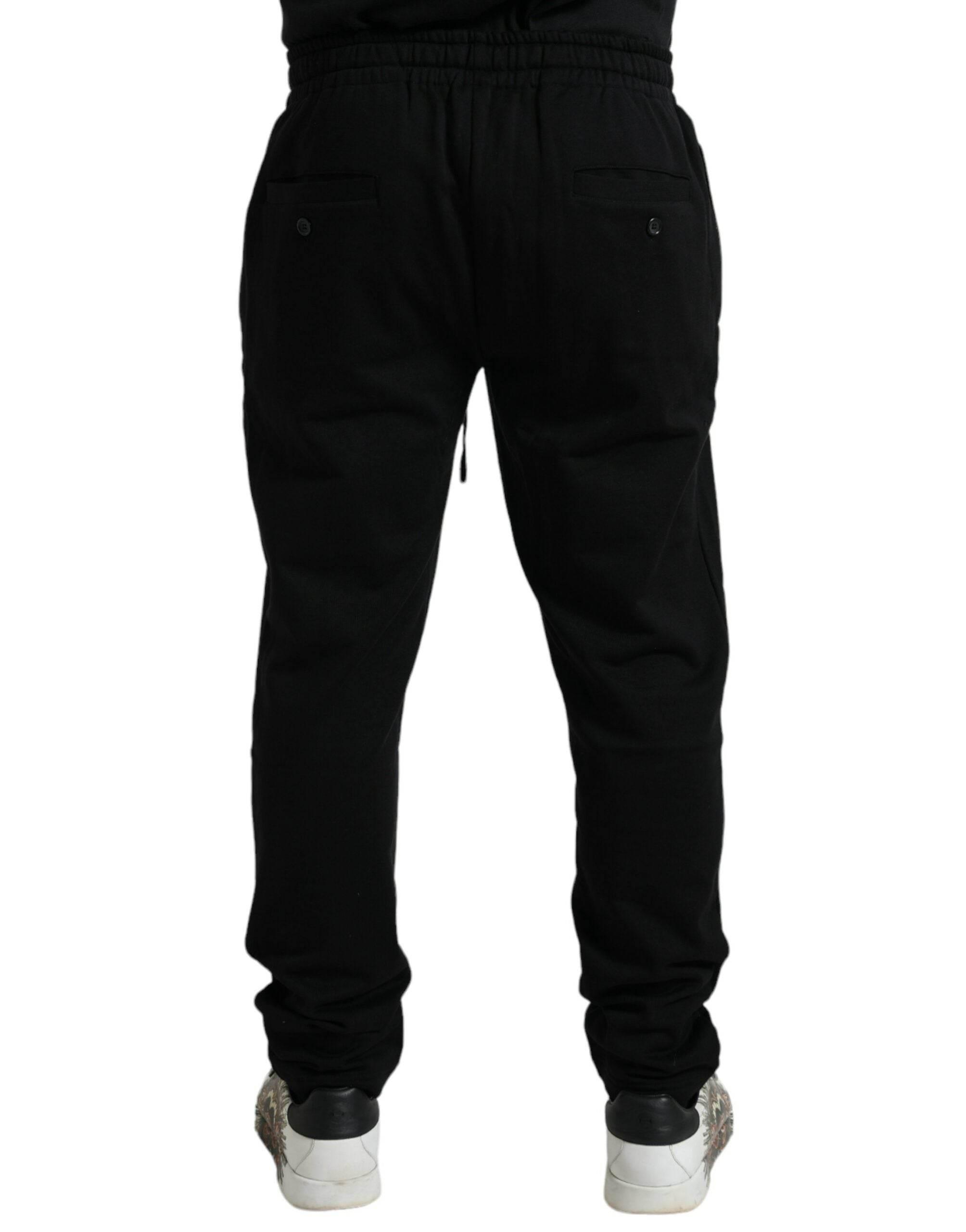 Dolce & Gabbana Black Cotton Logo Jogger Men Sweatpants Pants - Hilstor