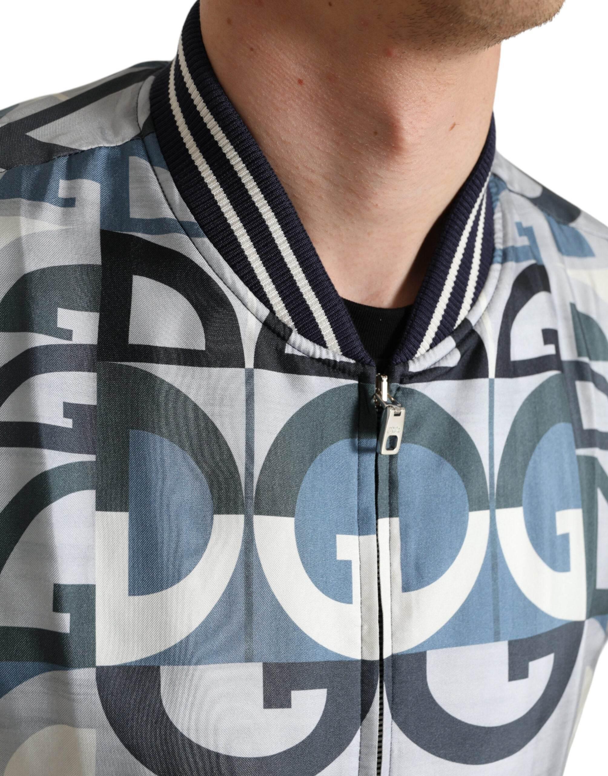 Dolce & Gabbana Multicolor Silk Bomber Jacket - Classic Elegance - Hilstor