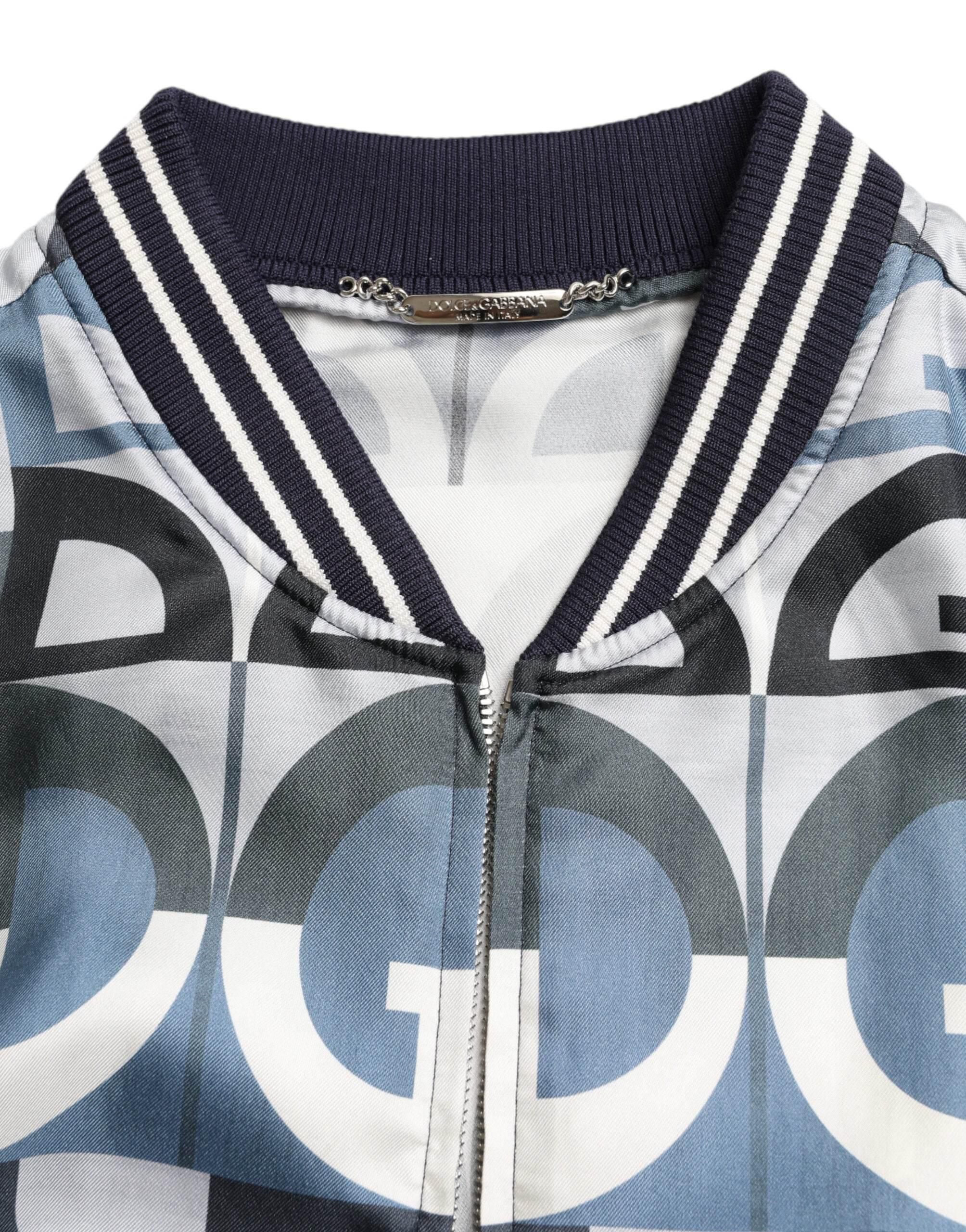 Dolce & Gabbana Multicolor Silk Bomber Jacket - Classic Elegance - Hilstor