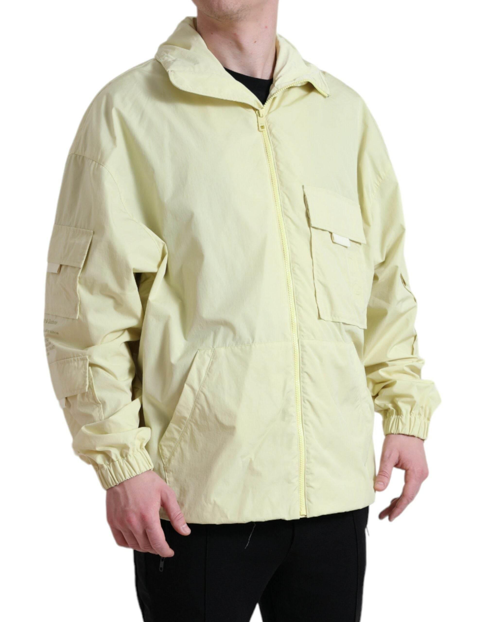 Dolce & Gabbana Yellow Nylon Collared Full Zip Parka Jacket - Hilstor