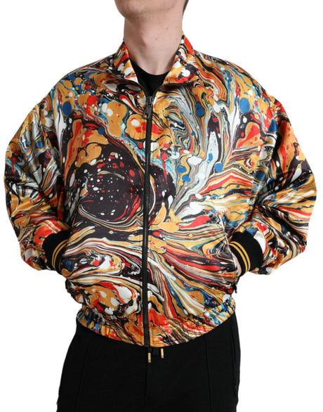 Dolce & Gabbana Multicolor Abstract Polyester Bomber Jacket - Hilstor