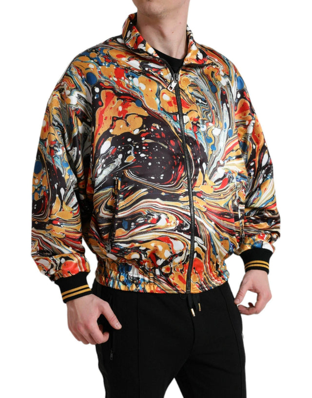 Dolce & Gabbana Multicolor Abstract Polyester Bomber Jacket - Hilstor