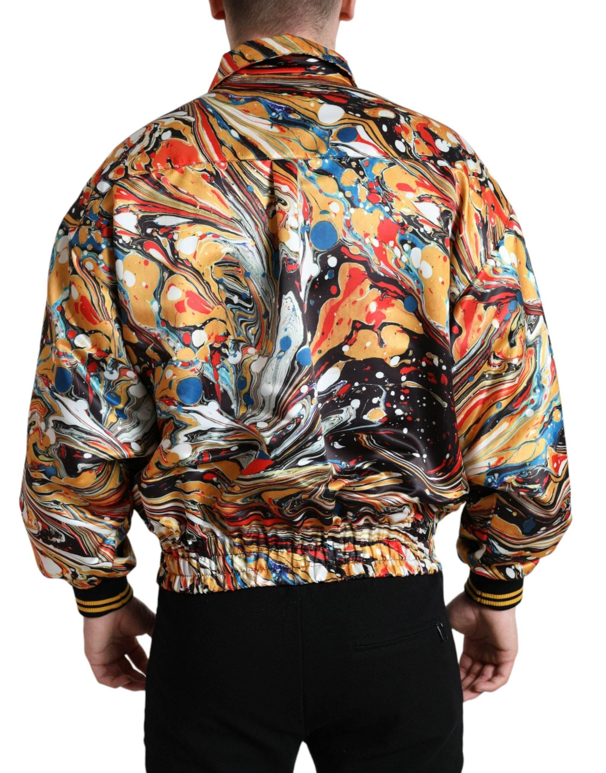 Dolce & Gabbana Multicolor Abstract Polyester Bomber Jacket - Hilstor