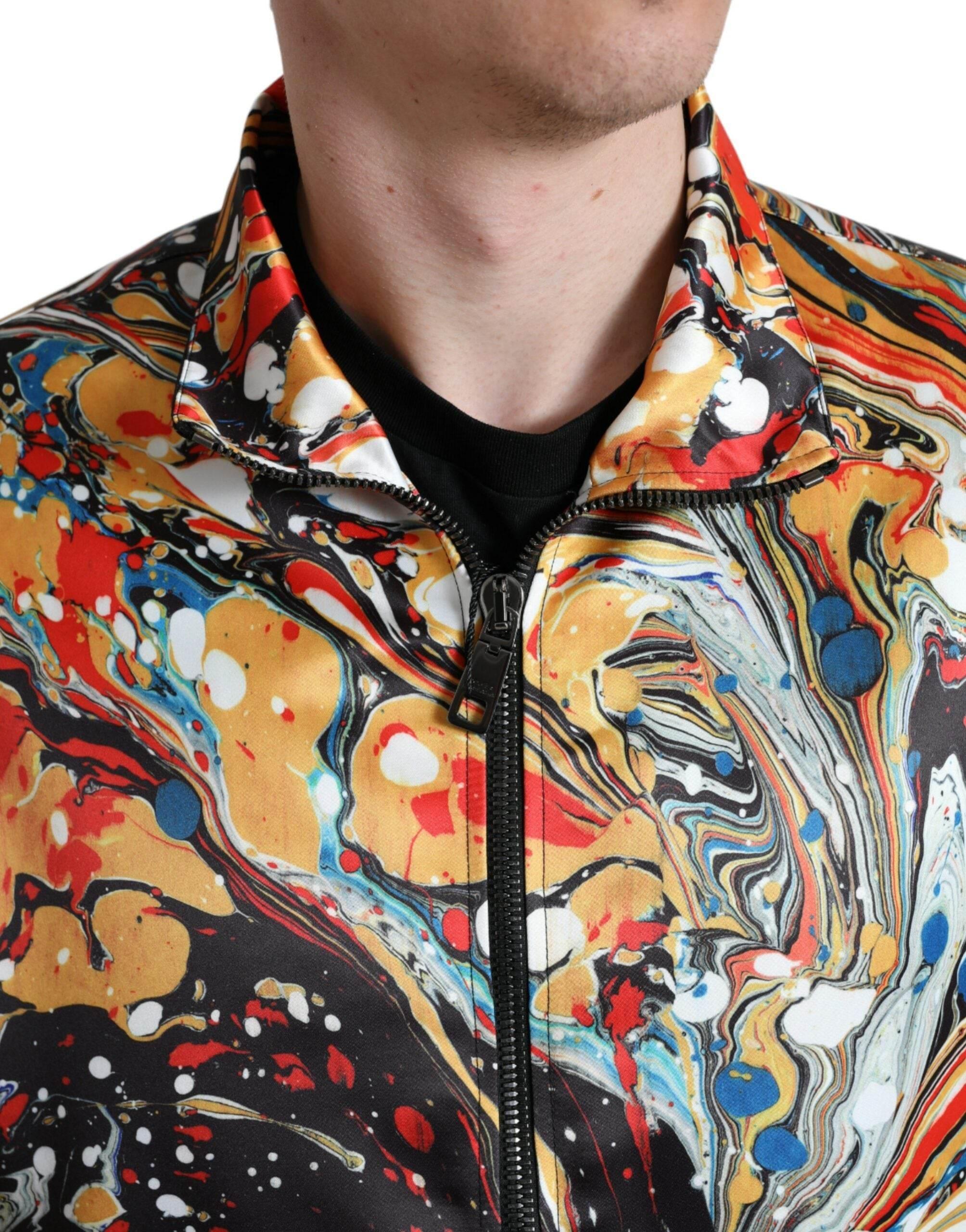 Dolce & Gabbana Multicolor Abstract Polyester Bomber Jacket - Hilstor