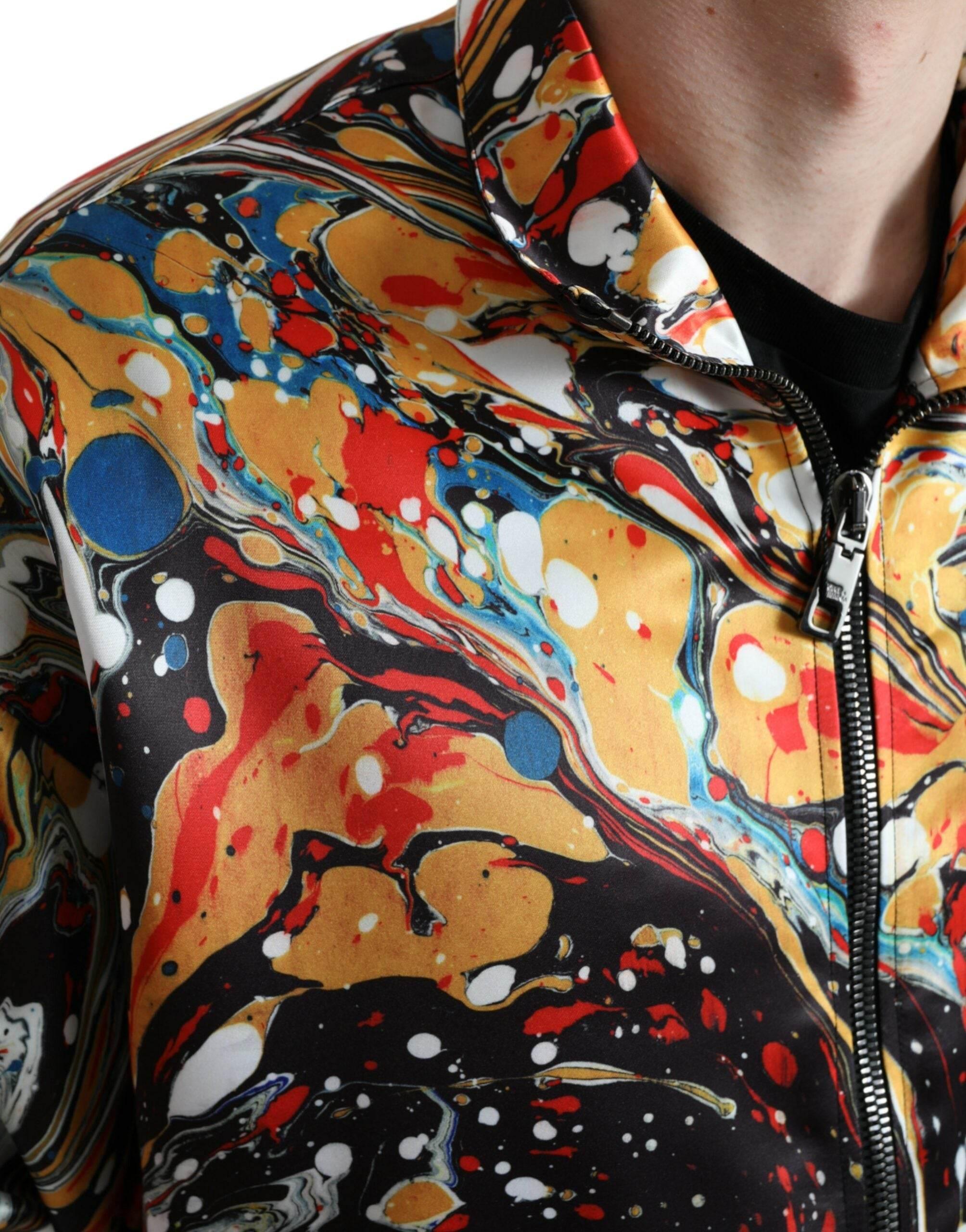 Dolce & Gabbana Multicolor Abstract Polyester Bomber Jacket - Hilstor