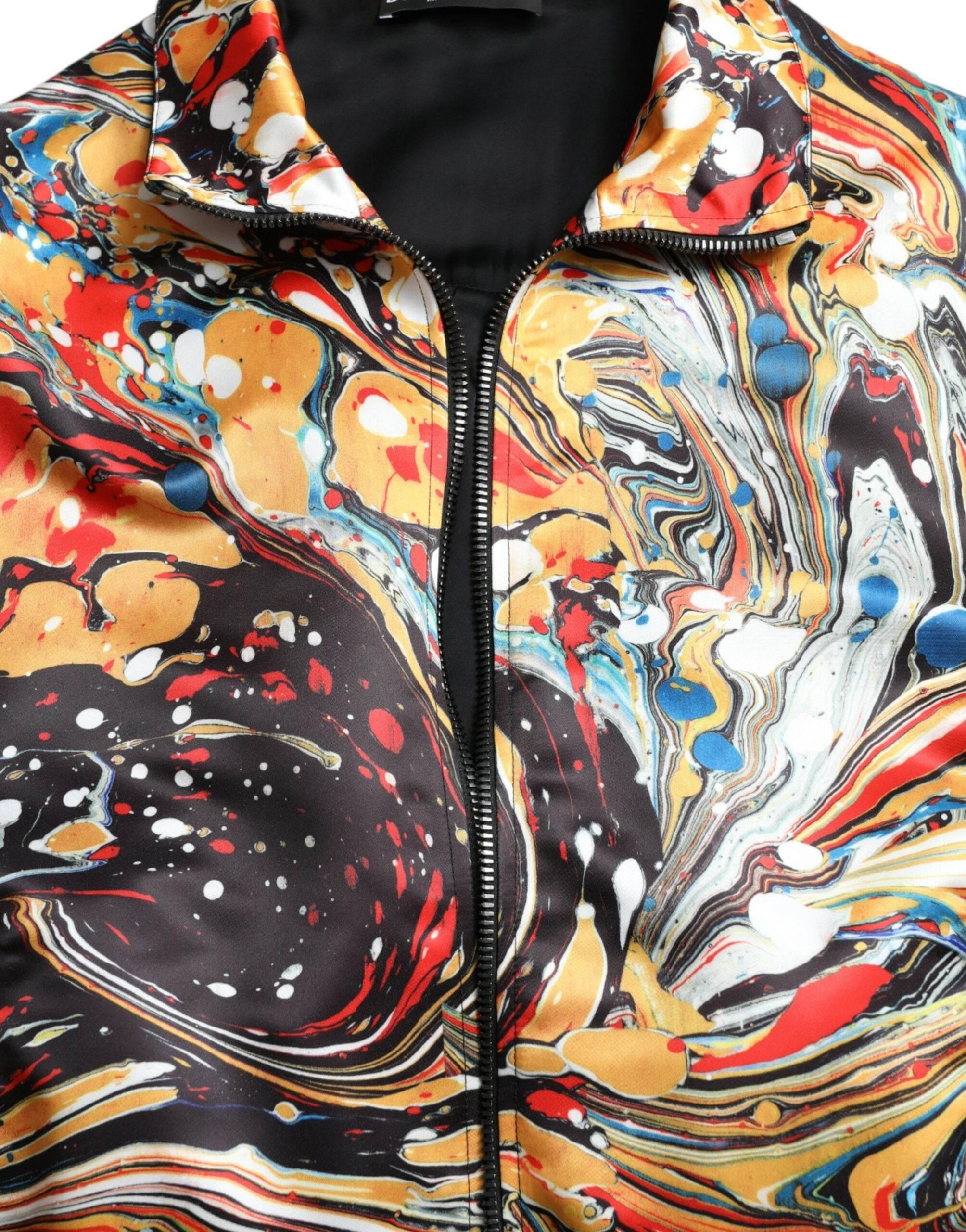 Dolce & Gabbana Multicolor Abstract Polyester Bomber Jacket - Hilstor