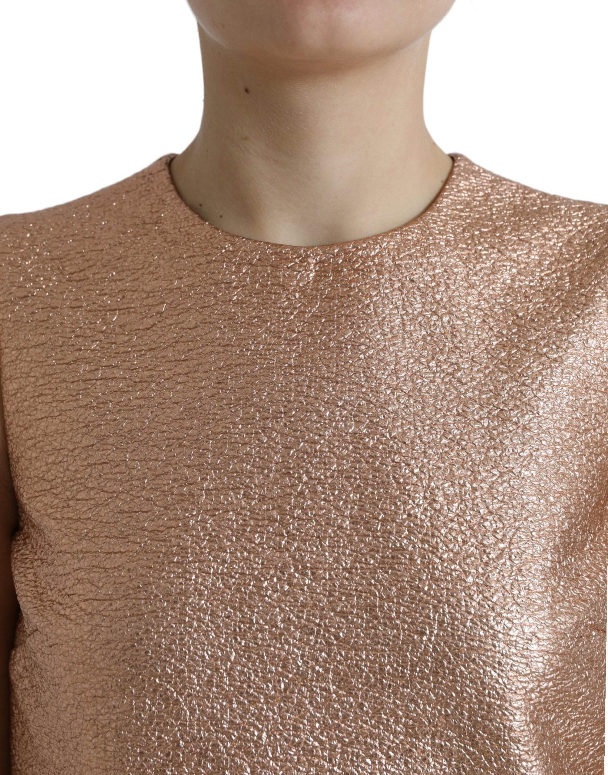 Dolce & Gabbana Elegant Pink Metallic Shift Mini Dress - Hilstor