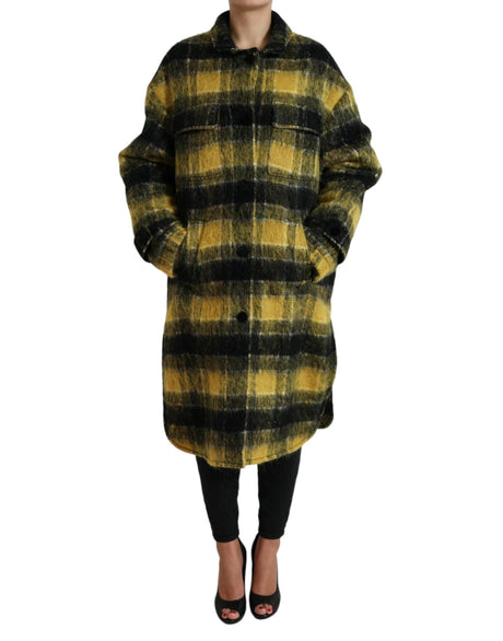 Dolce & Gabbana Yellow Plaid Long Sleeve Casual Coat Jacket - Hilstor