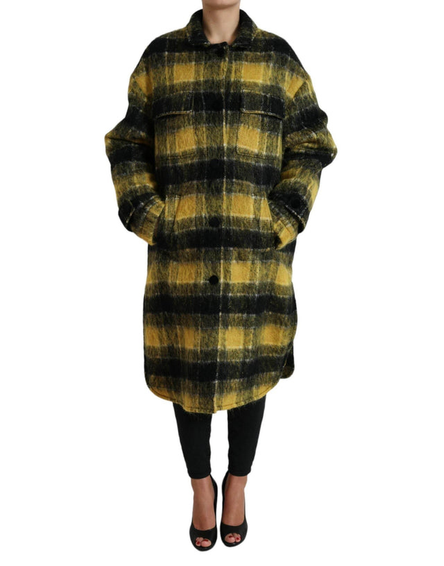 Dolce & Gabbana Yellow Plaid Long Sleeve Casual Coat Jacket - Hilstor