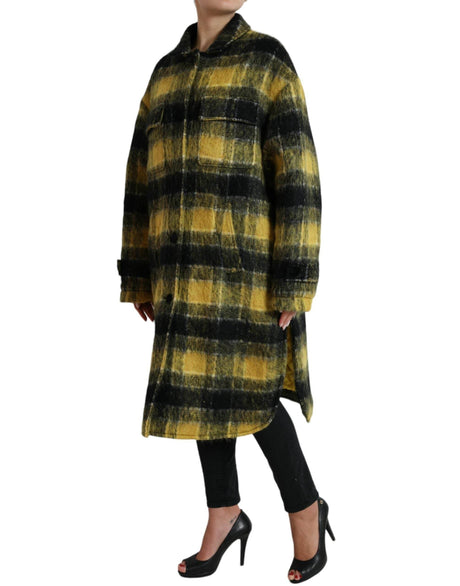 Dolce & Gabbana Yellow Plaid Long Sleeve Casual Coat Jacket - Hilstor
