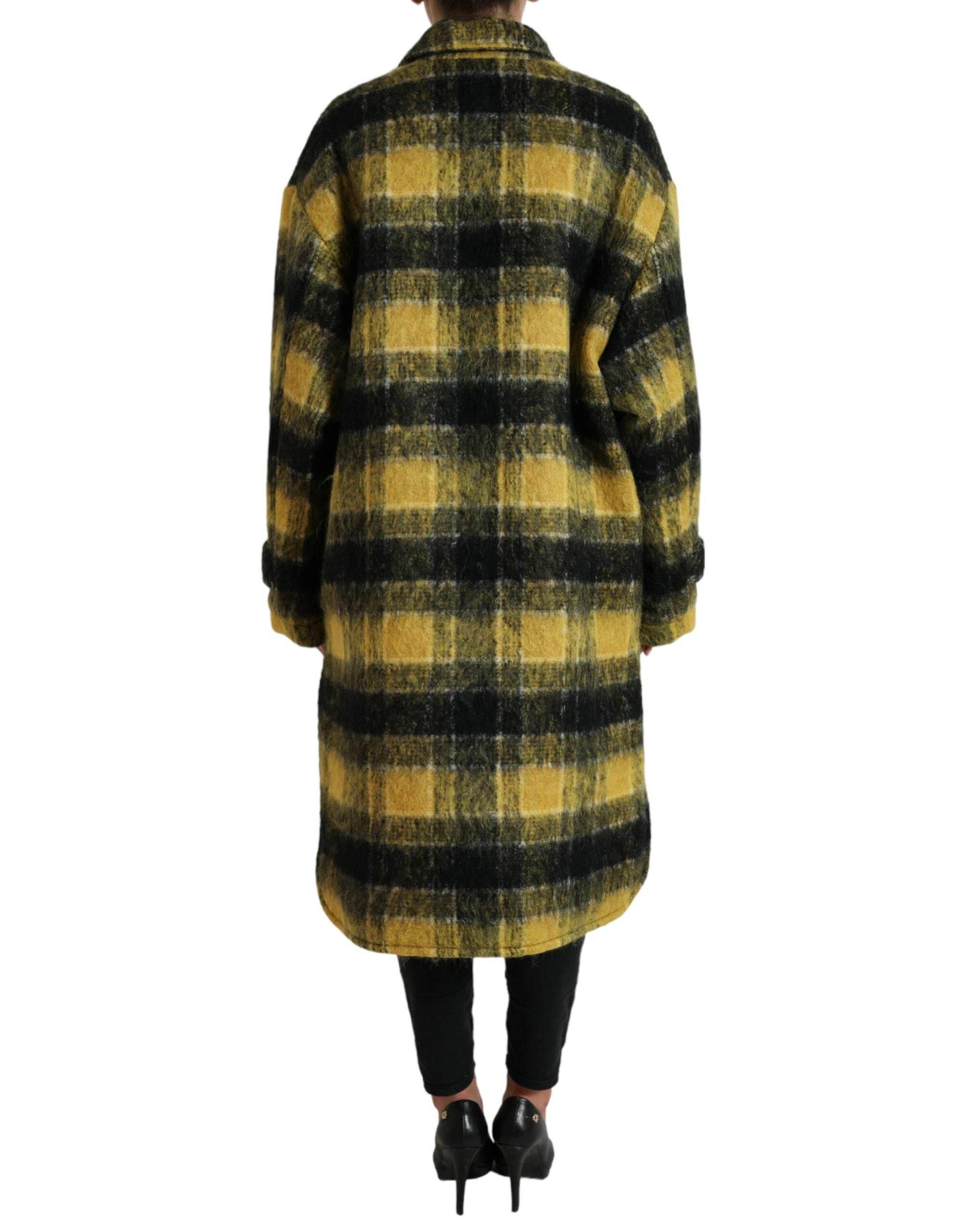 Dolce & Gabbana Yellow Plaid Long Sleeve Casual Coat Jacket - Hilstor