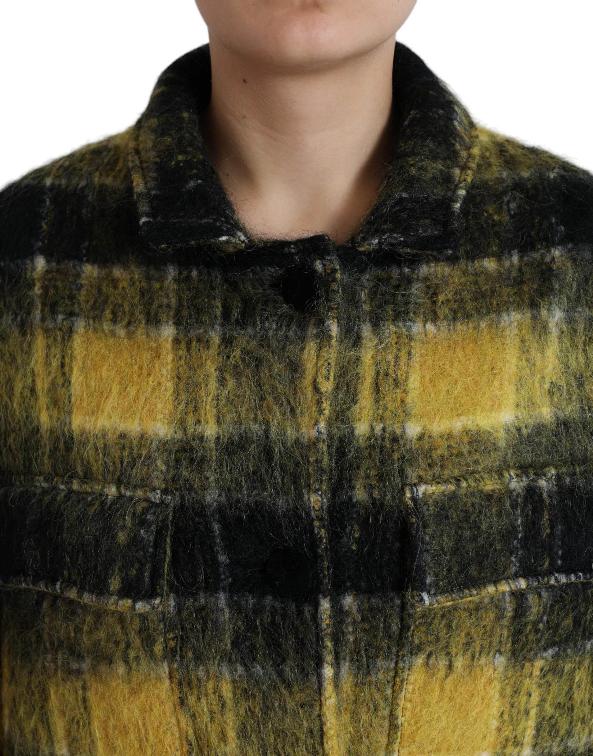 Dolce & Gabbana Yellow Plaid Long Sleeve Casual Coat Jacket - Hilstor