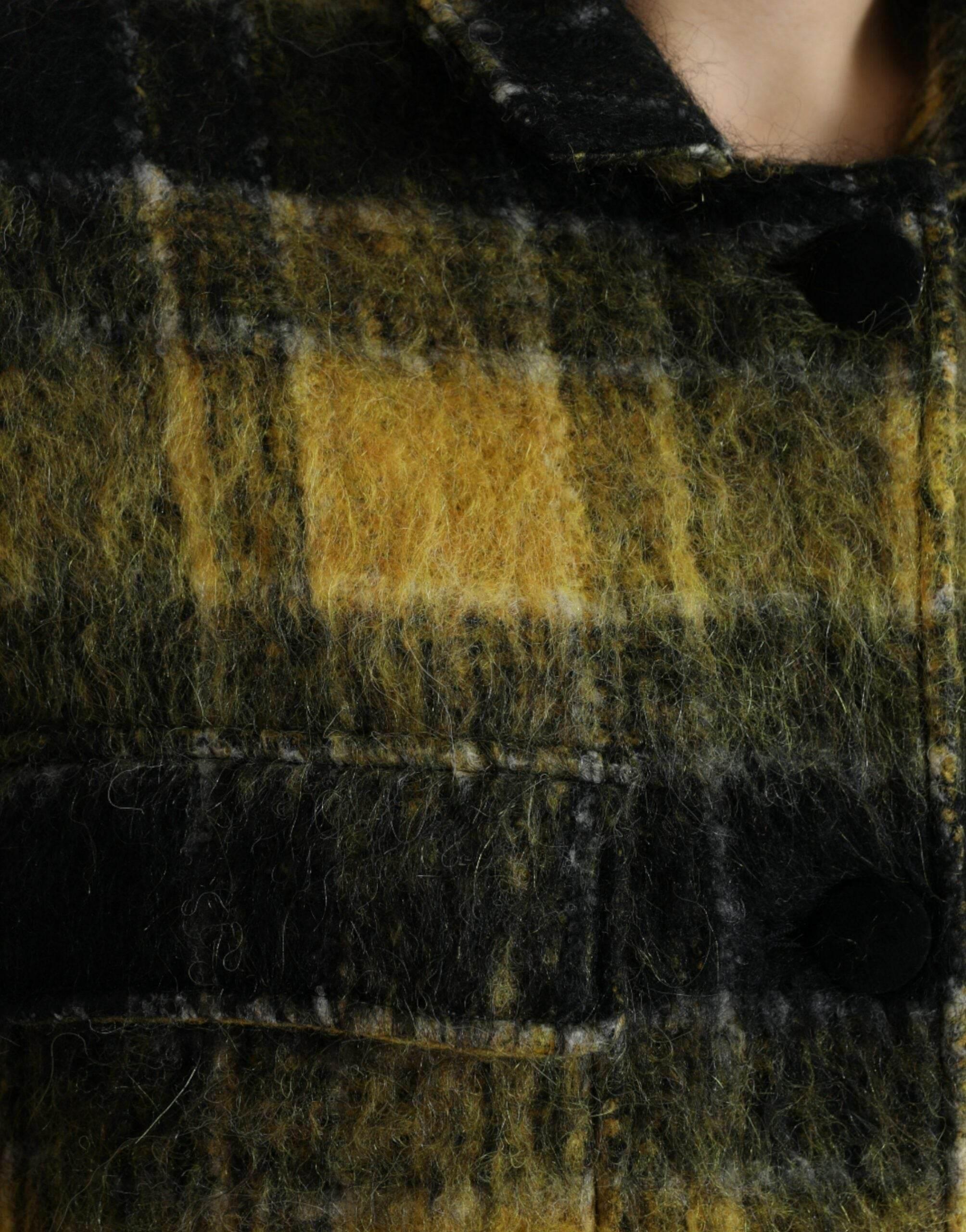 Dolce & Gabbana Yellow Plaid Long Sleeve Casual Coat Jacket - Hilstor