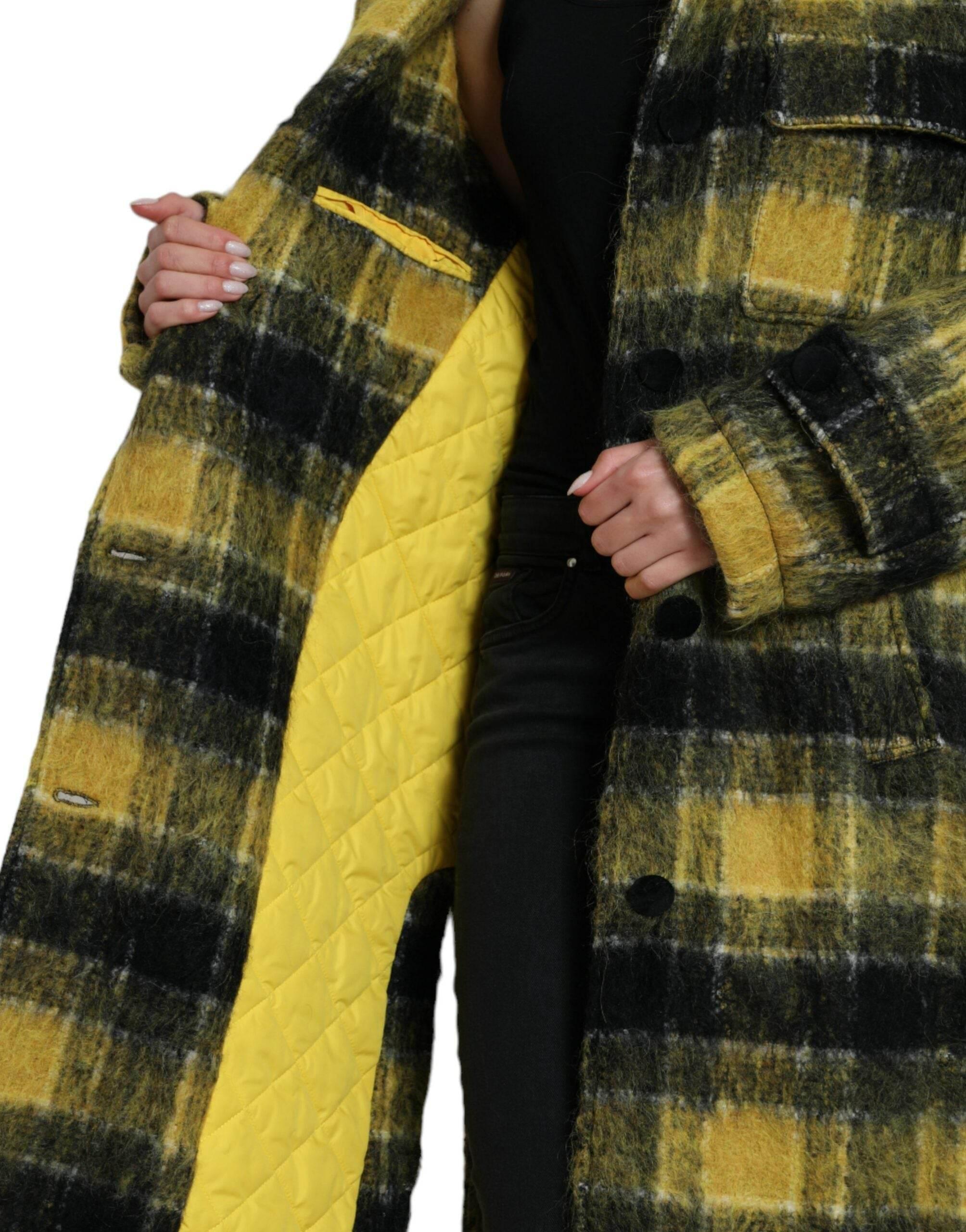 Dolce & Gabbana Yellow Plaid Long Sleeve Casual Coat Jacket - Hilstor