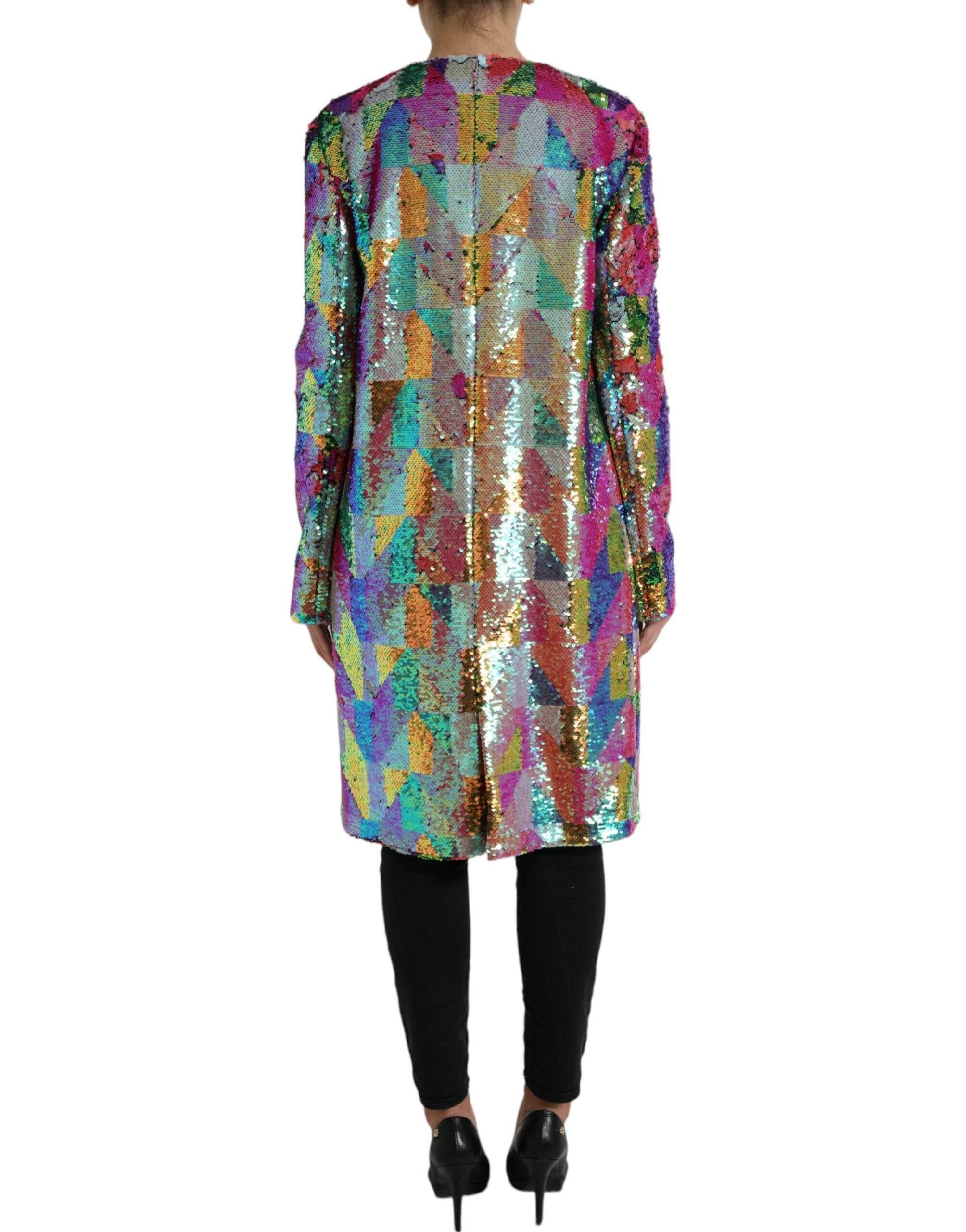 Dolce & Gabbana Multicolor Sequined Long Jacket - Hilstor