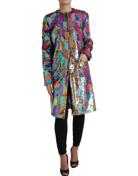 Dolce & Gabbana Multicolor Sequined Long Jacket - Hilstor
