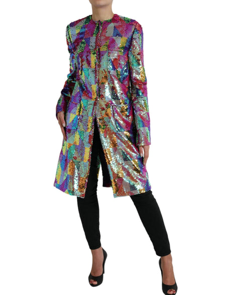 Dolce & Gabbana Multicolor Sequined Long Jacket - Hilstor