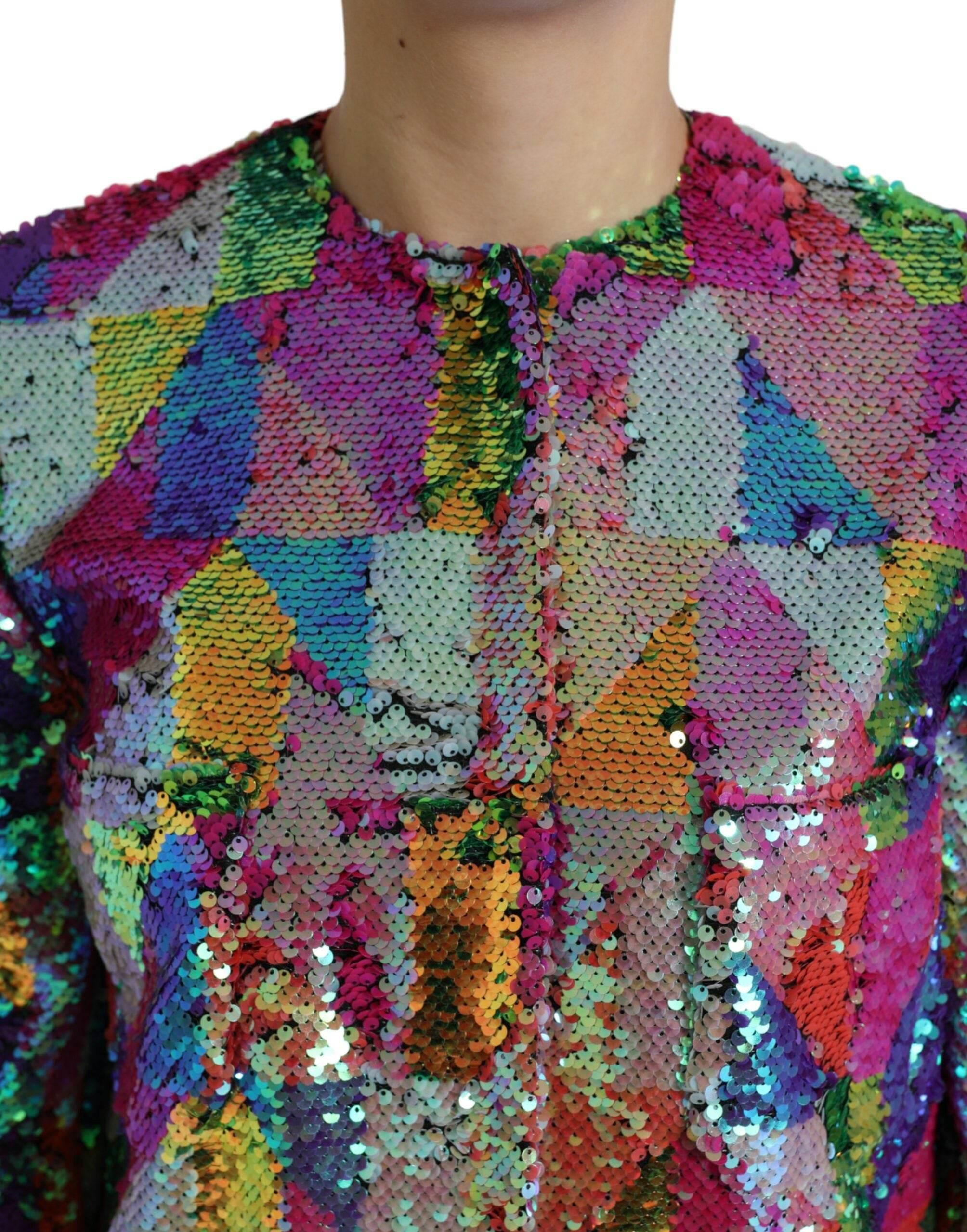 Dolce & Gabbana Multicolor Sequined Long Jacket - Hilstor