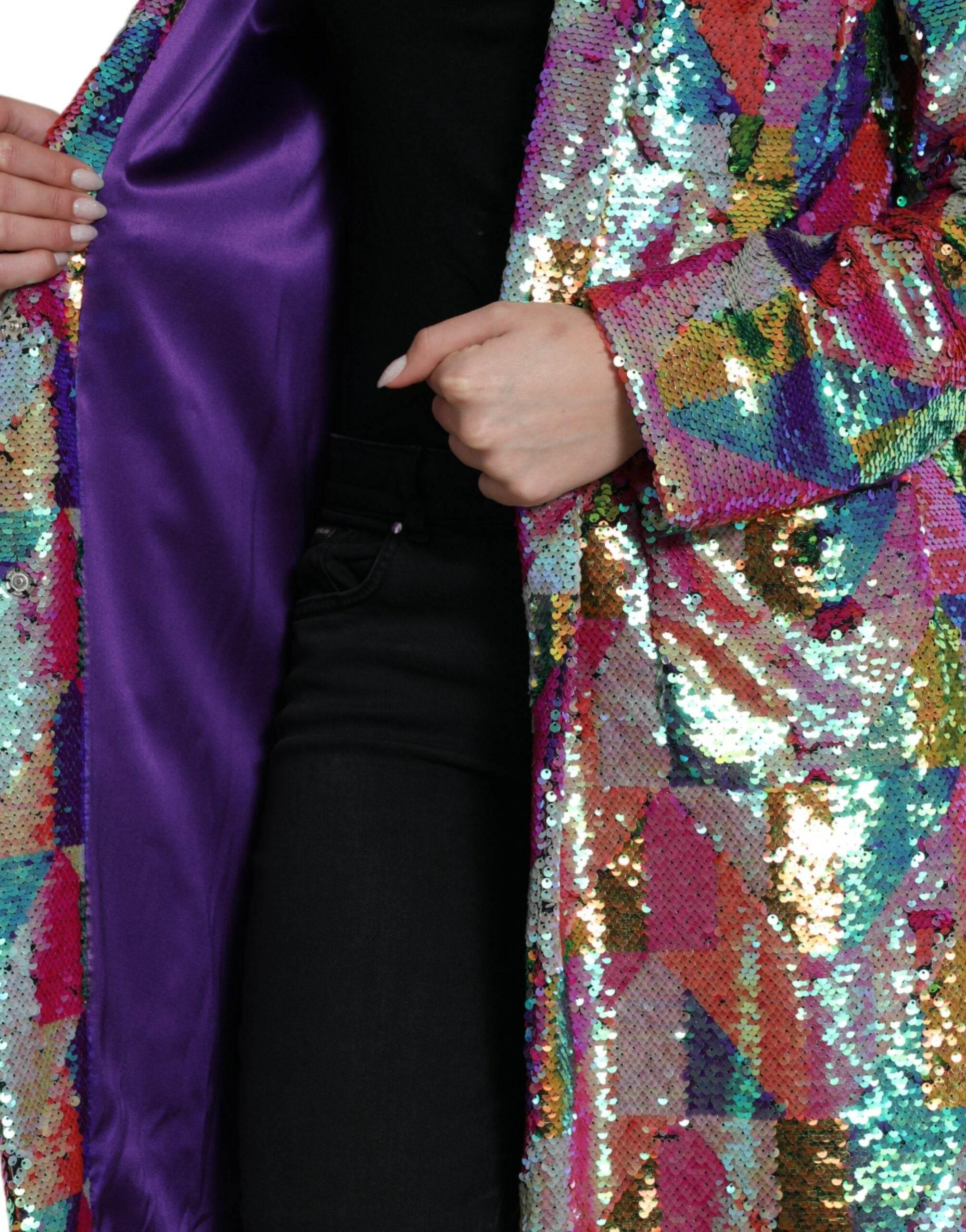 Dolce & Gabbana Multicolor Sequined Long Jacket - Hilstor