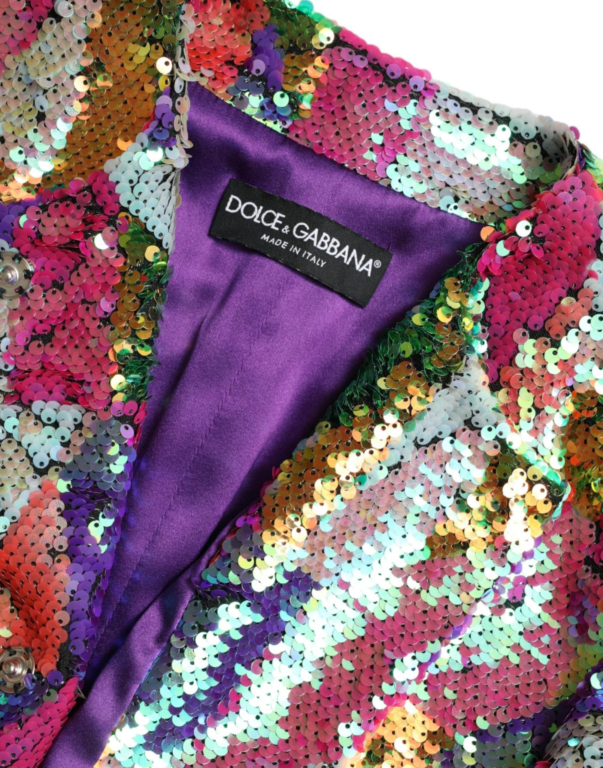 Dolce & Gabbana Multicolor Sequined Long Jacket - Hilstor