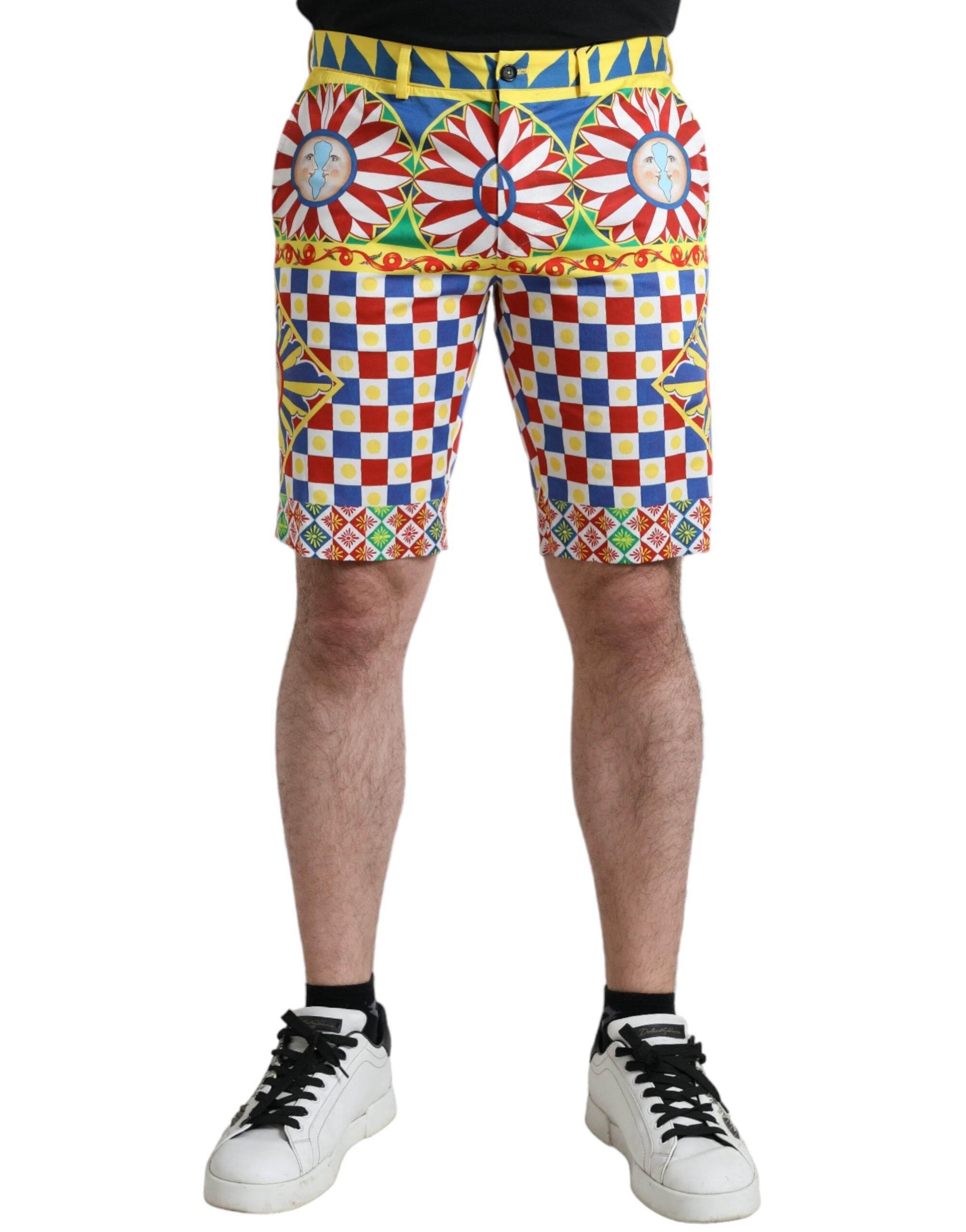 Dolce & Gabbana Multicolor Carretto Print Men Bermuda Shorts - Hilstor