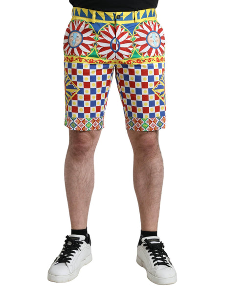 Dolce & Gabbana Multicolor Carretto Print Men Bermuda Shorts - Hilstor