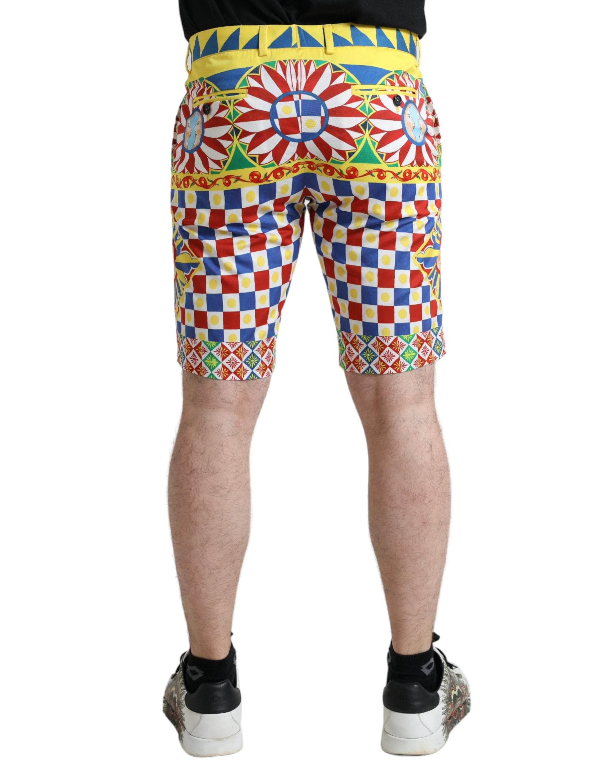 Dolce & Gabbana Multicolor Carretto Print Men Bermuda Shorts - Hilstor