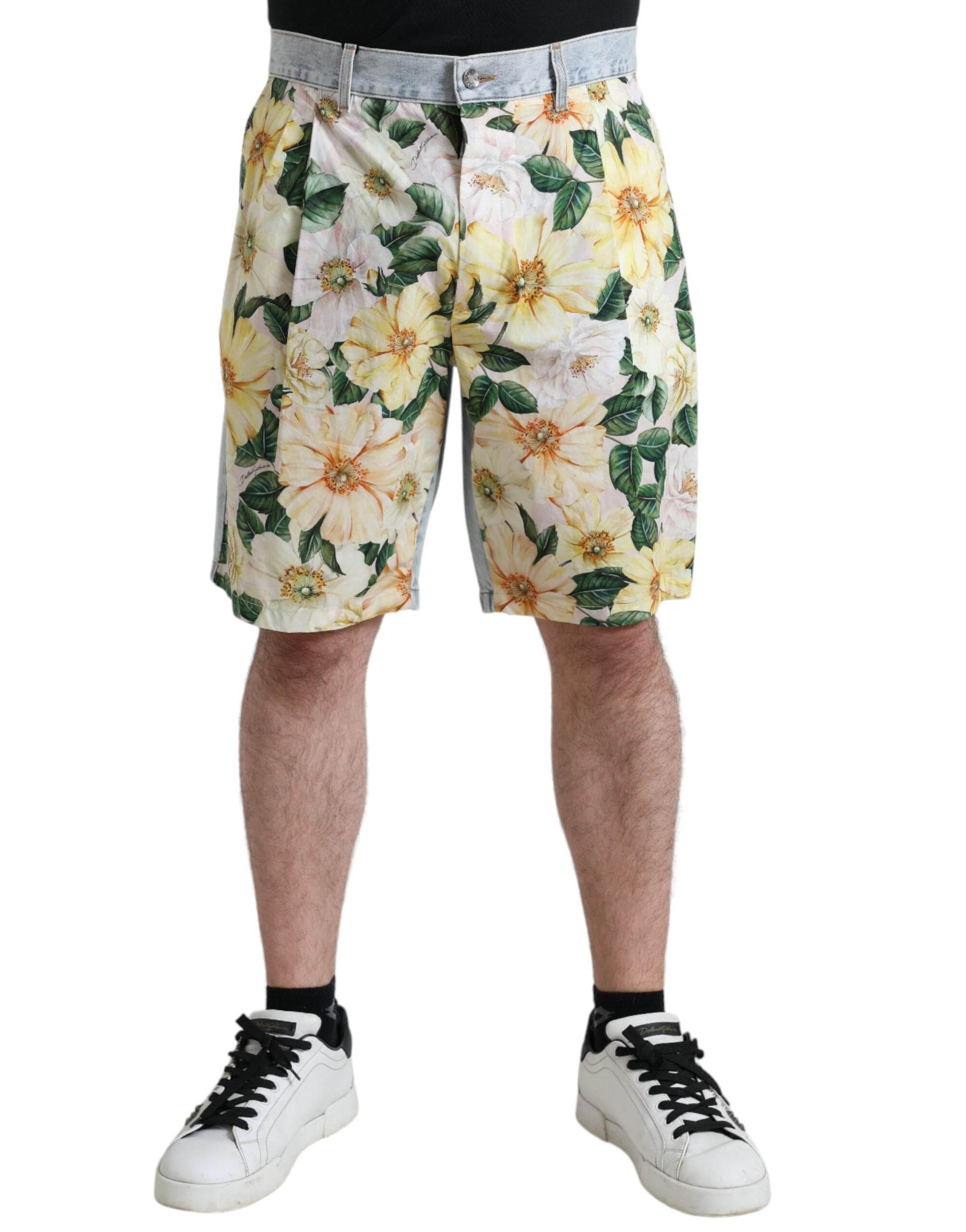Dolce & Gabbana Multicolor Floral Cotton Bermuda Shorts - Hilstor