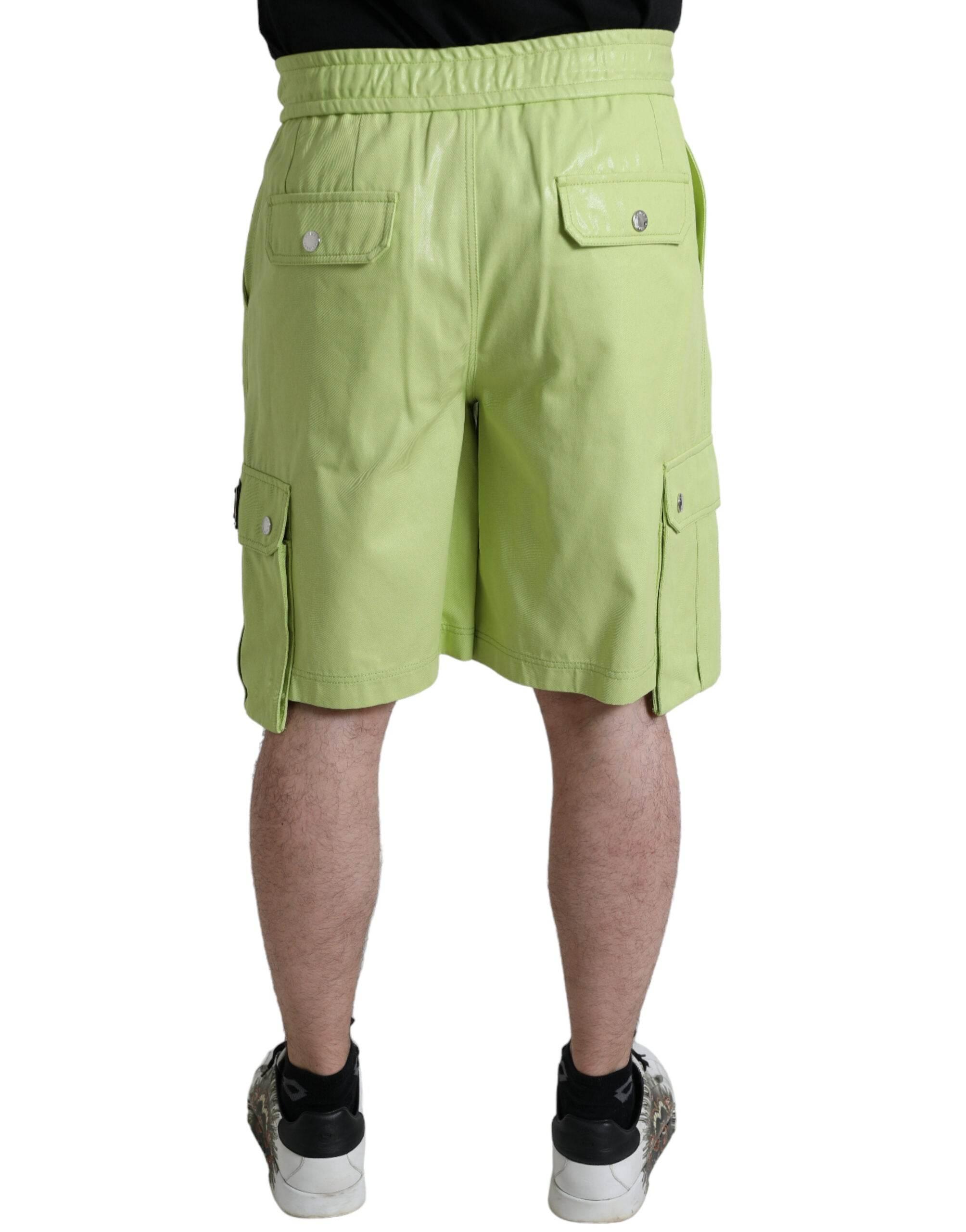Dolce & Gabbana Light Green Cotton Men Cargo Bermuda Shorts - Hilstor