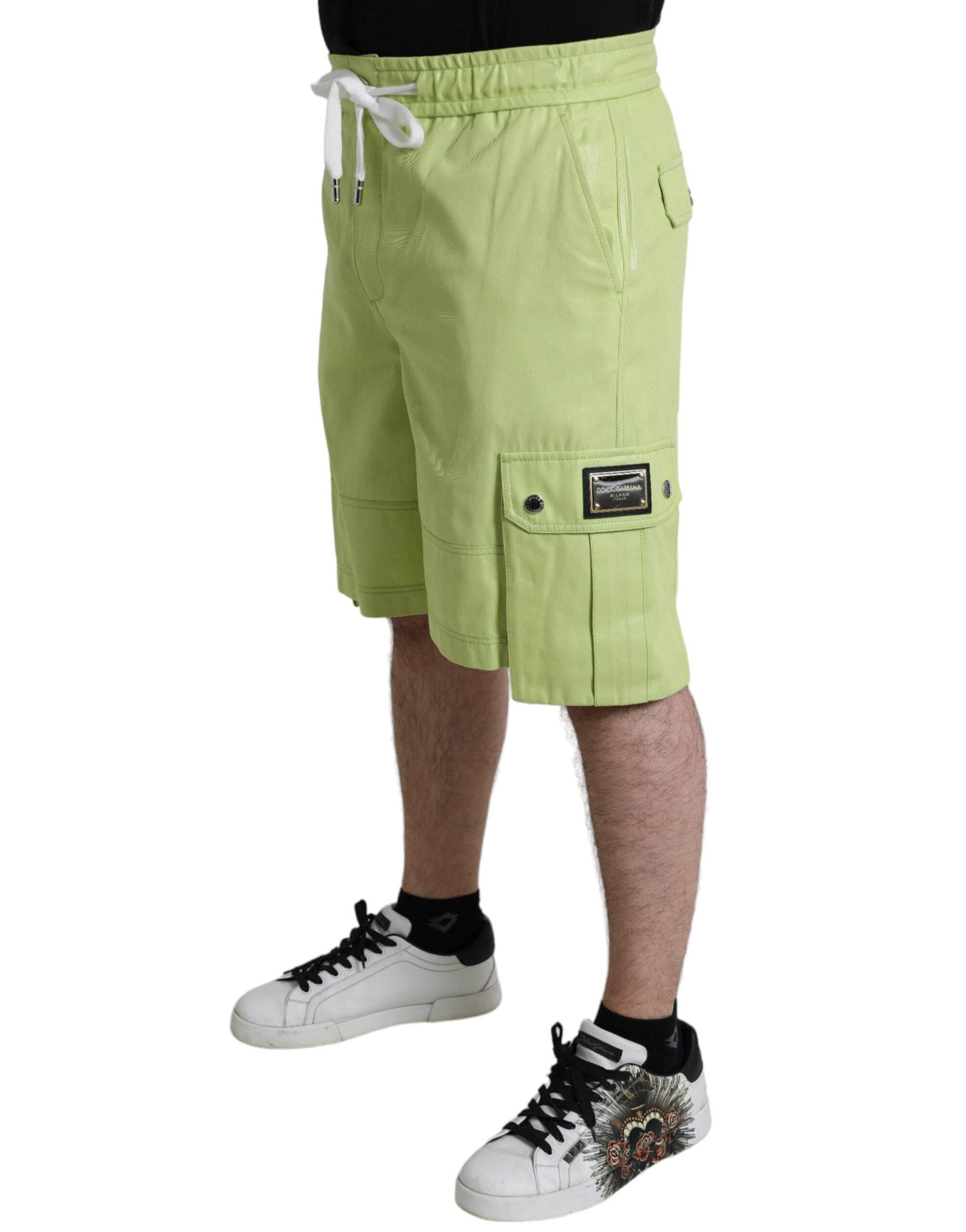 Dolce & Gabbana Light Green Cotton Men Cargo Bermuda Shorts - Hilstor