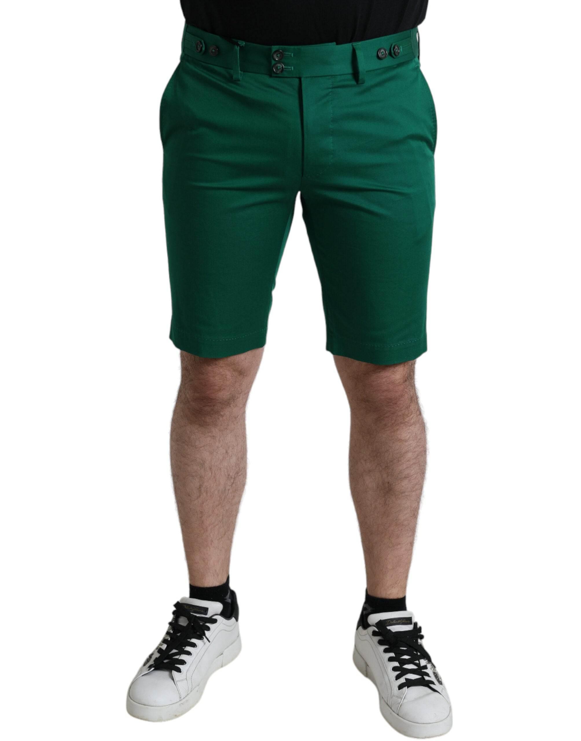 Dolce & Gabbana Deep Green Cotton Stretch Men Bermuda Shorts - Hilstor