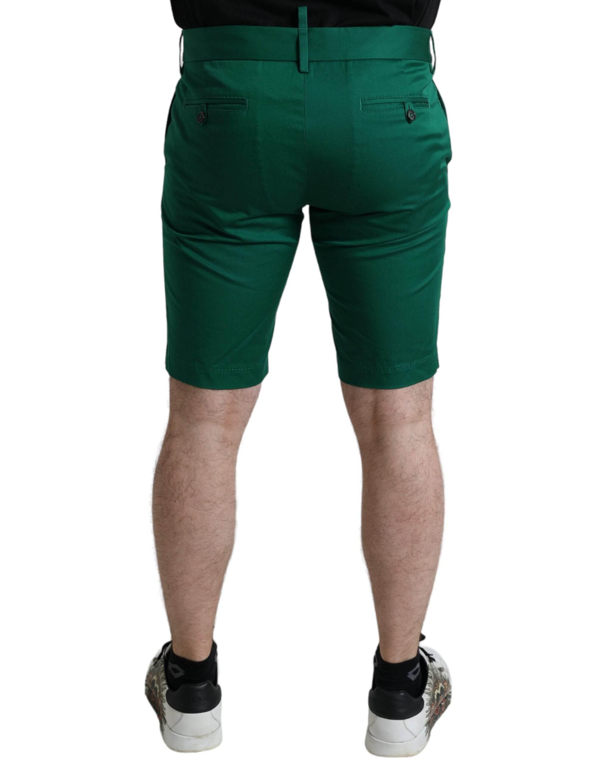Dolce & Gabbana Deep Green Cotton Stretch Men Bermuda Shorts - Hilstor