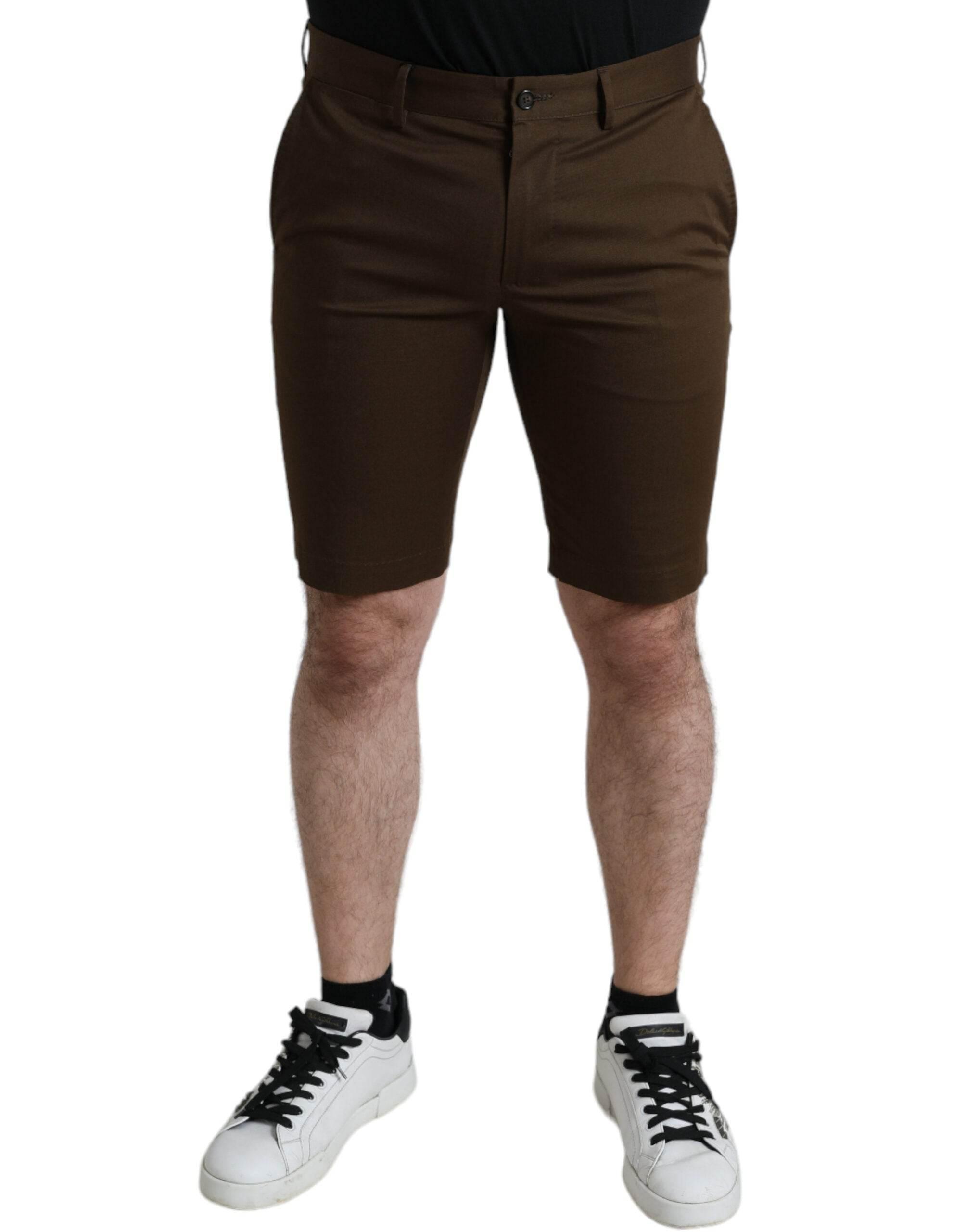 Dolce & Gabbana Brown Cotton Stretch Men Bermuda Shorts - Hilstor