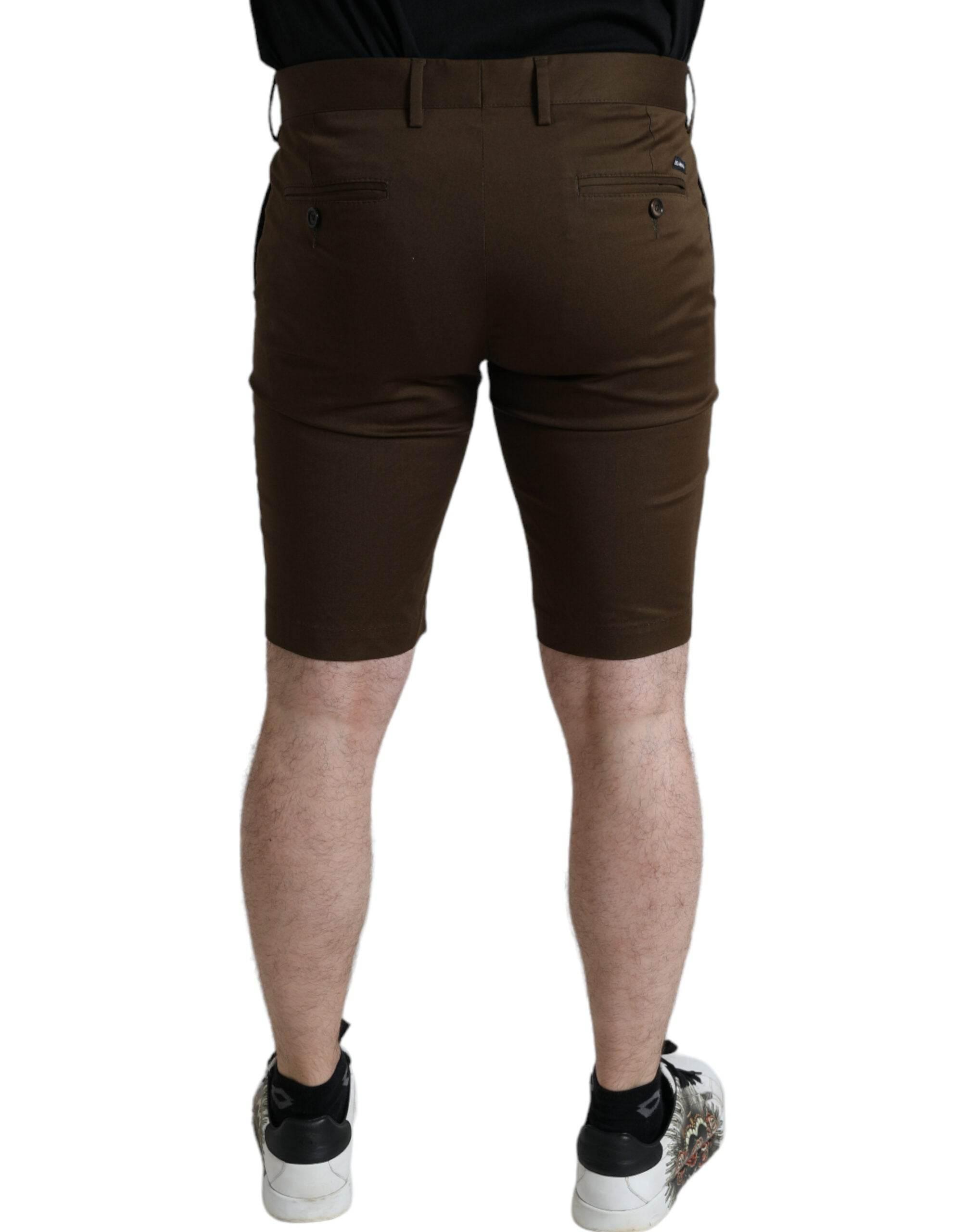 Dolce & Gabbana Brown Cotton Stretch Men Bermuda Shorts - Hilstor
