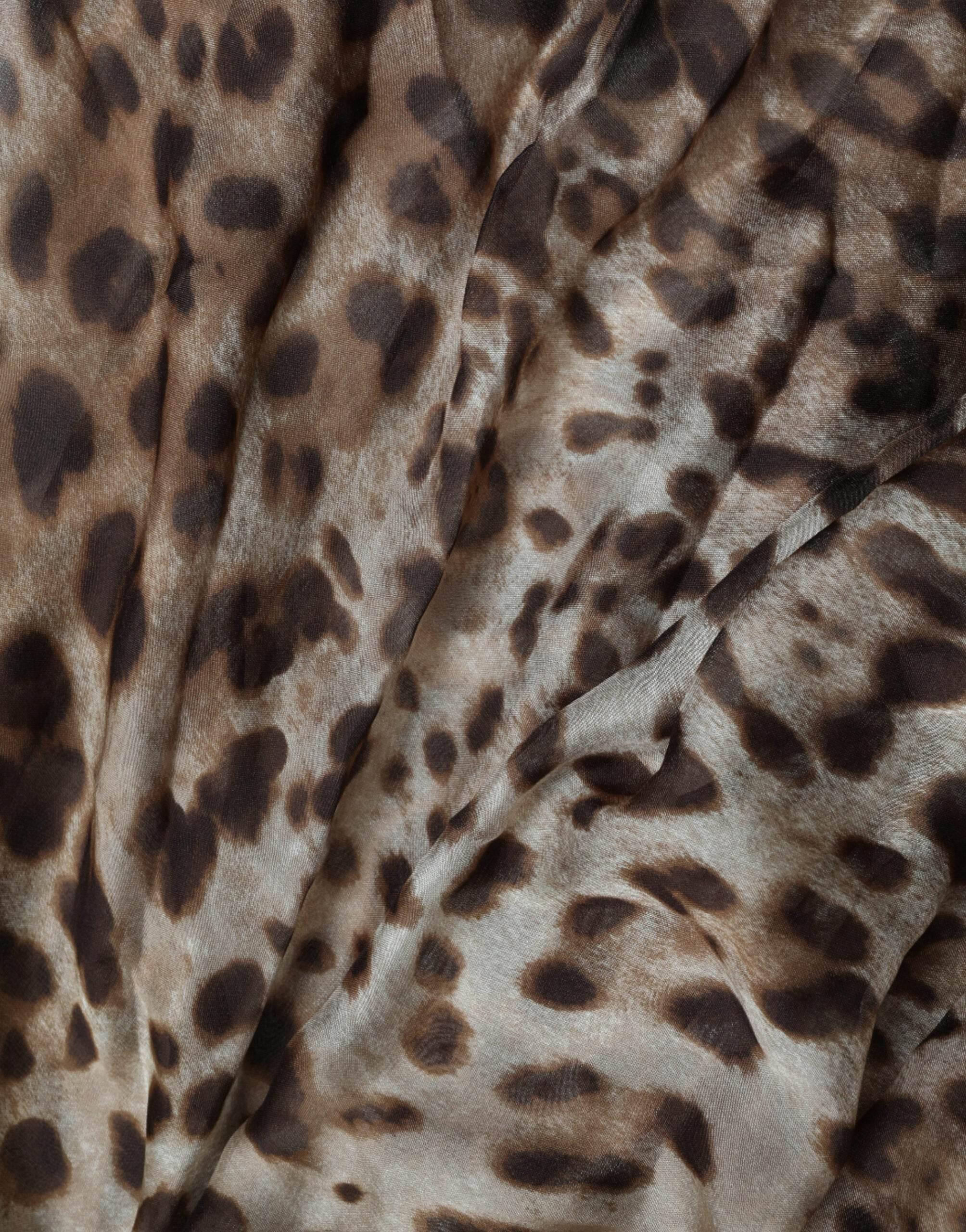Dolce & Gabbana Brown Leopard Print Silk Ruffled Midi Dress - Hilstor